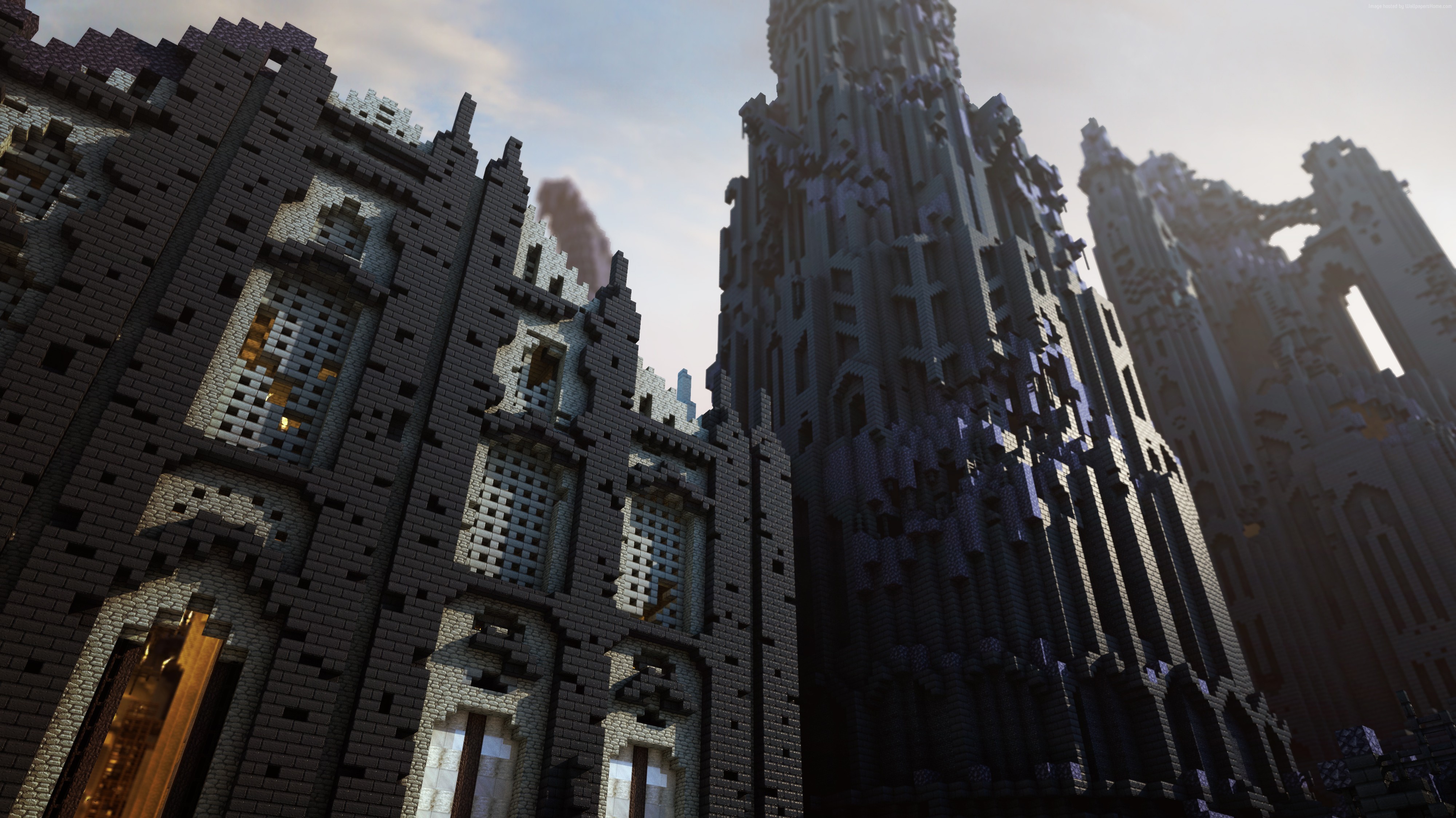 Minecraft castle with gothic architecture HD Wallpaper