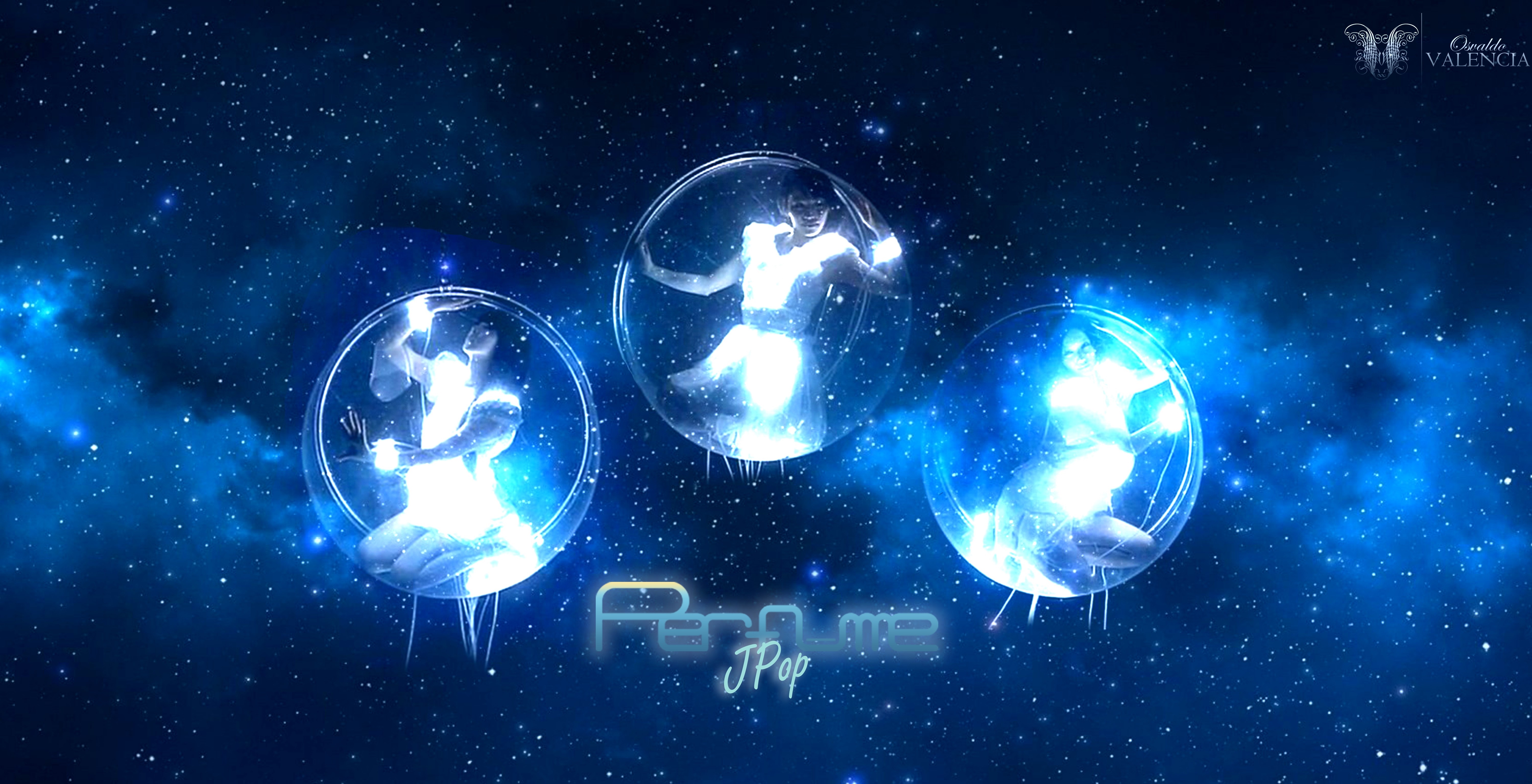 Perfume J-Pop group in space bubbles HD Wallpaper