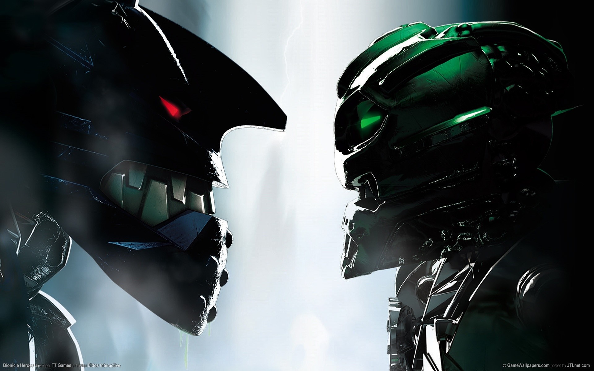 Two Bionicle characters facing each other HD Wallpaper
