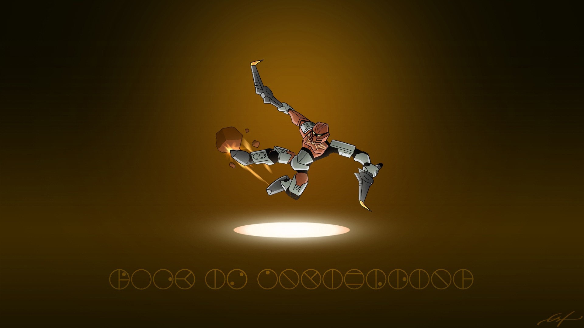 Toa of Bionicle throwing a rock HD Wallpaper