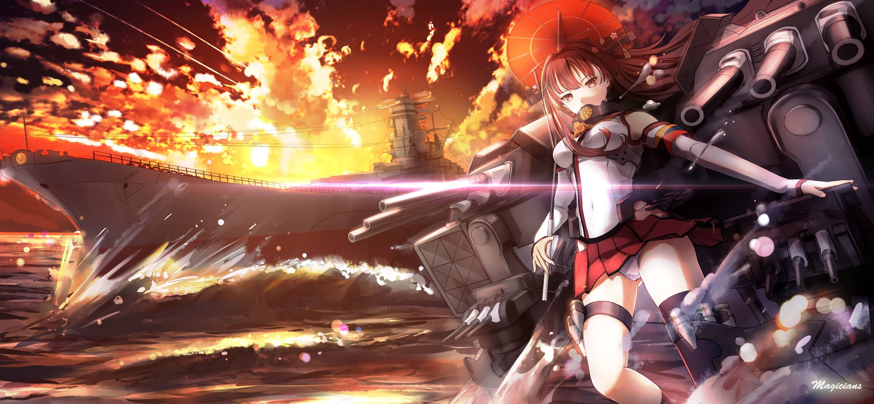 Yamato from Kantai Collection with Battleship HD Wallpaper