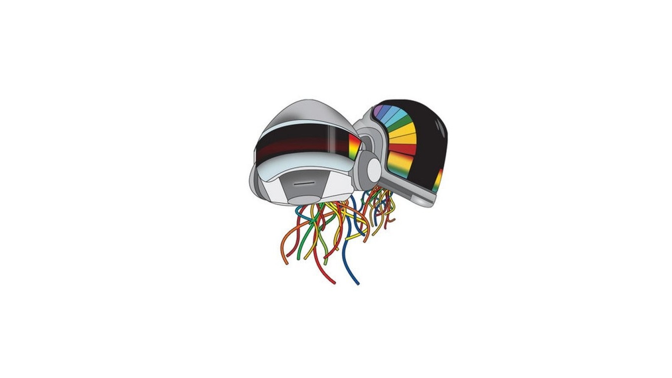 Daft Punk helmets with colorful wires HD Wallpaper