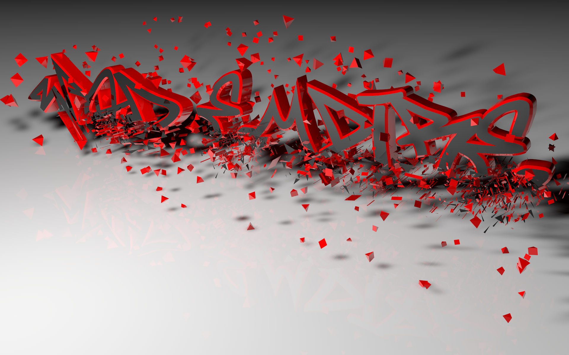 Red and black graffiti text shattering HD Wallpaper