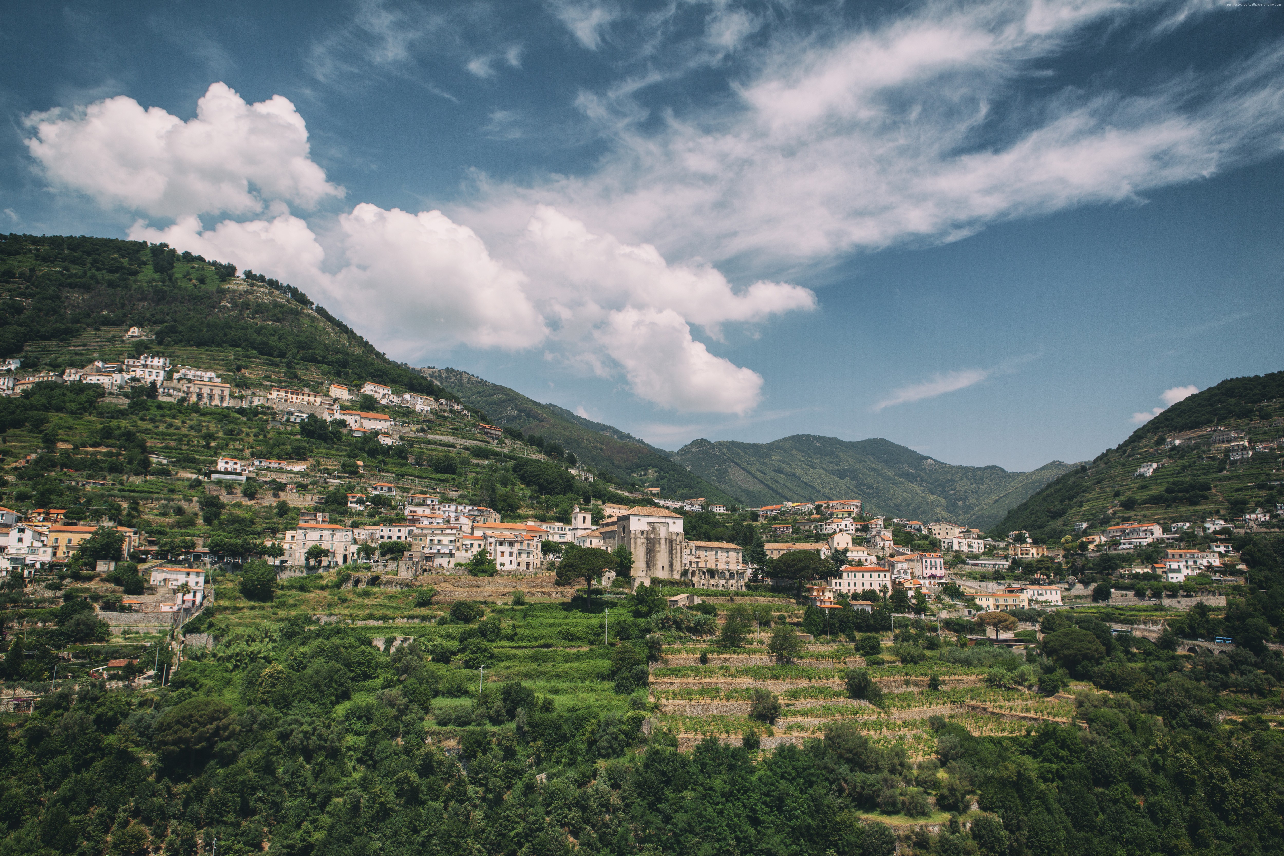 Ravello village on Amalfi Coast hills, Italy HD Wallpaper