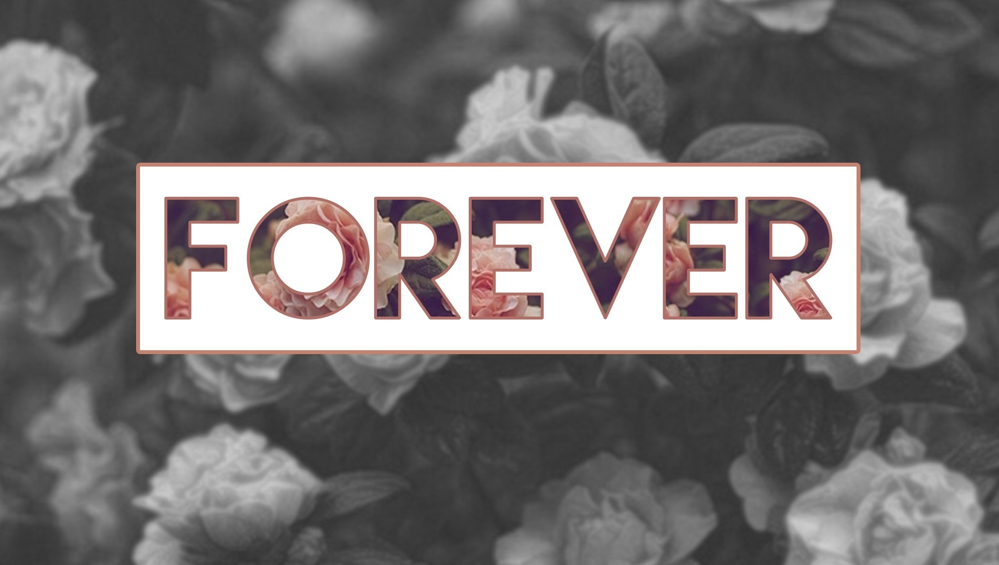 Forever text with floral pattern HD Wallpaper