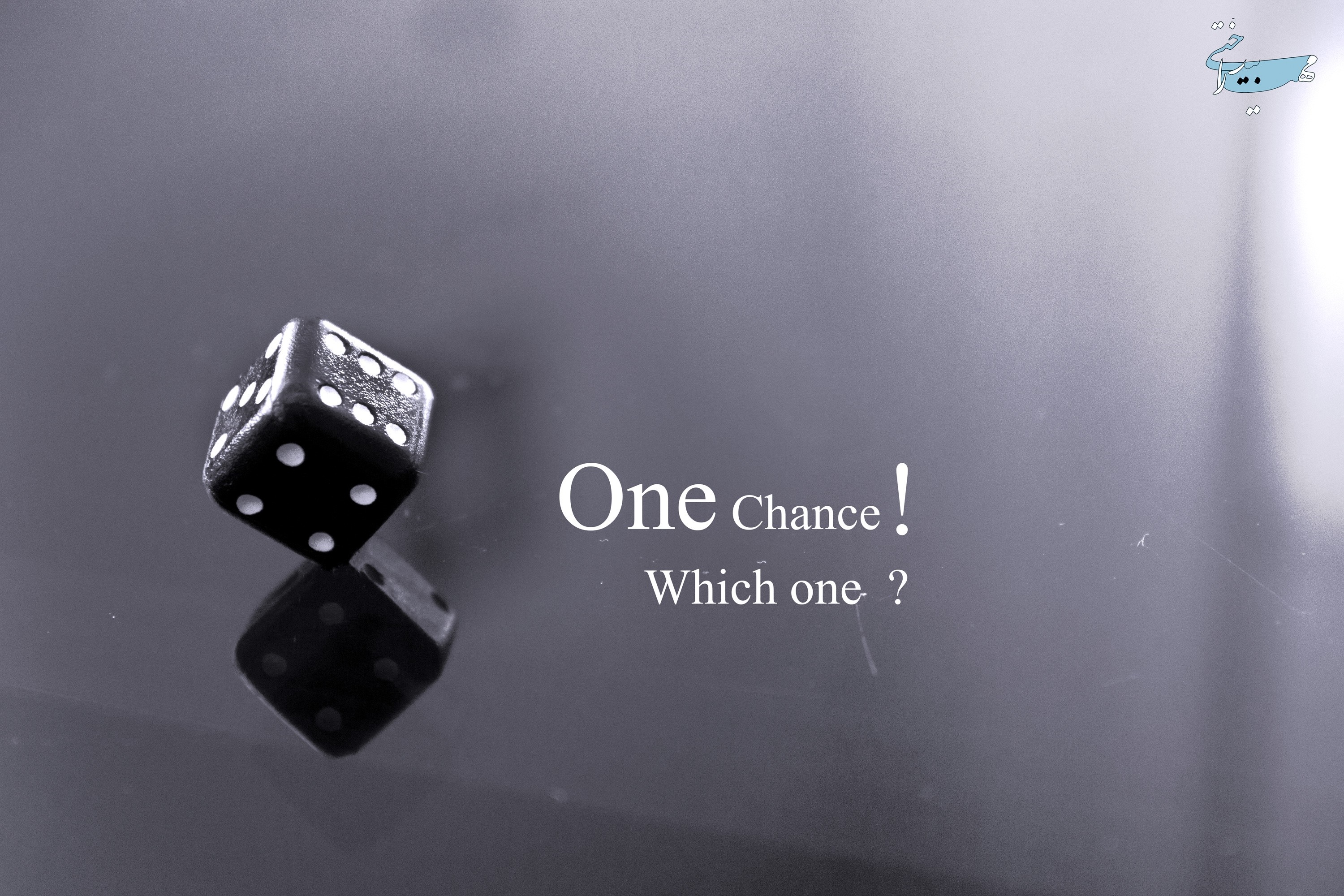 Dice with text "One chance! Which one?" HD Wallpaper