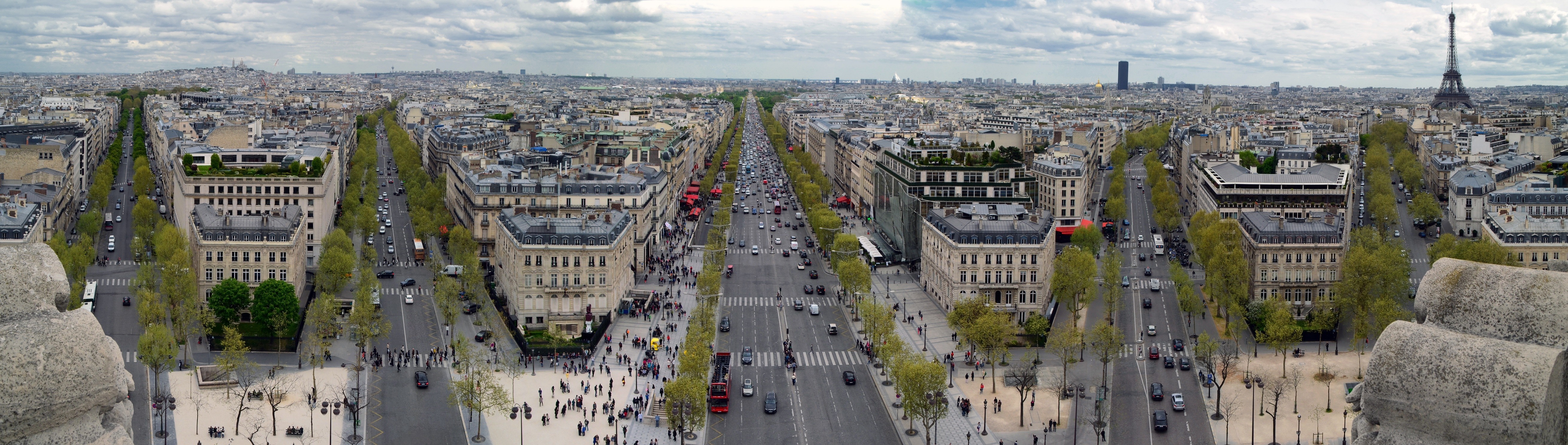 Panoramic view of Paris with Eiffel Tower HD Wallpaper