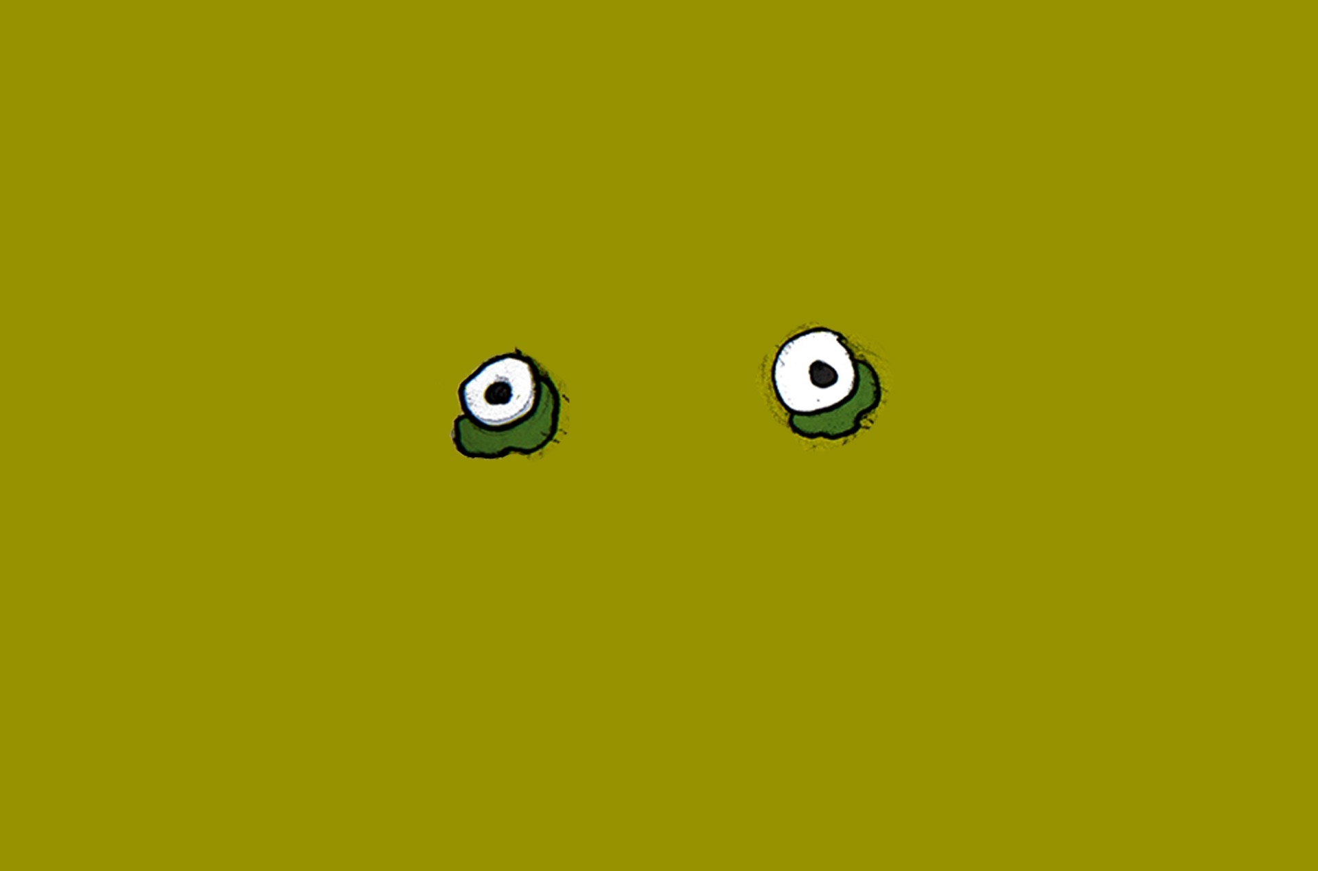 Minimalist cartoon eyes on a green background HD Wallpaper