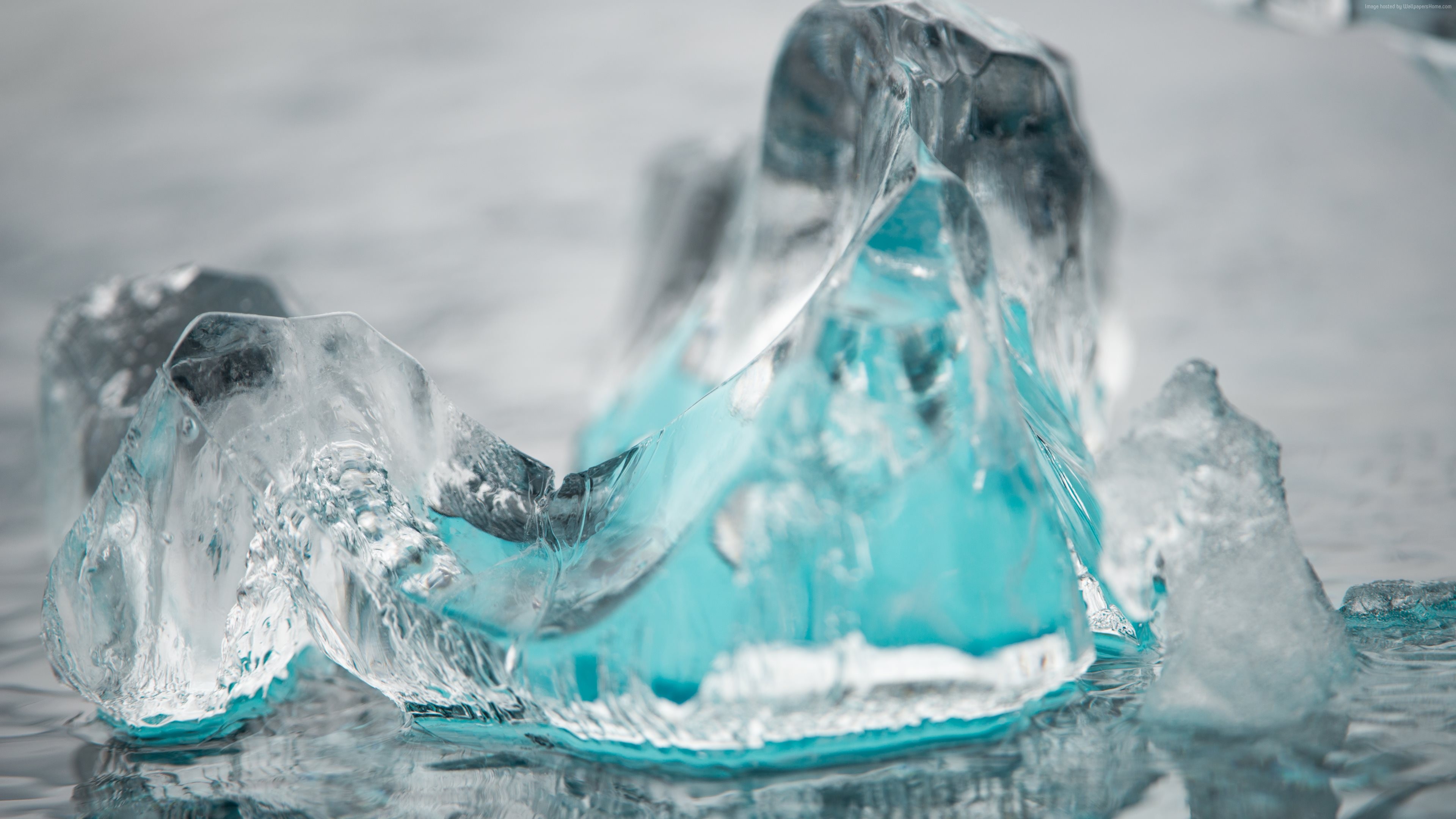 Macro view of ice formations with blue tint HD Wallpaper