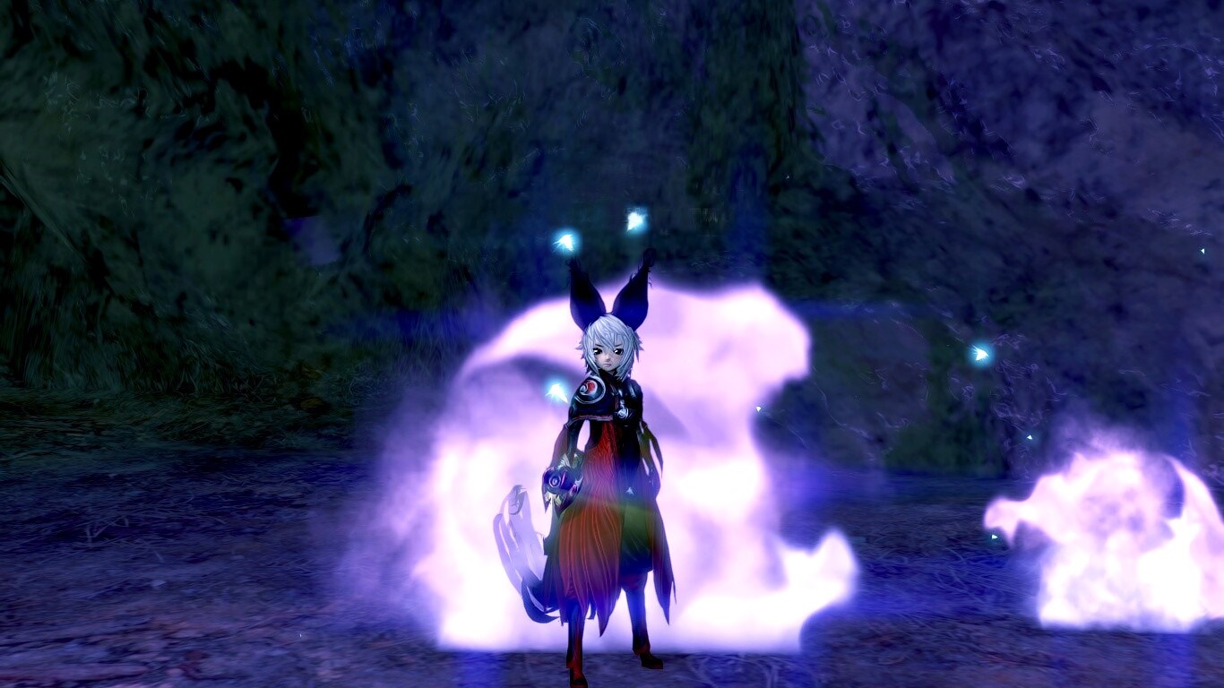 Character from Blade & Soul in a dark environment HD Wallpaper