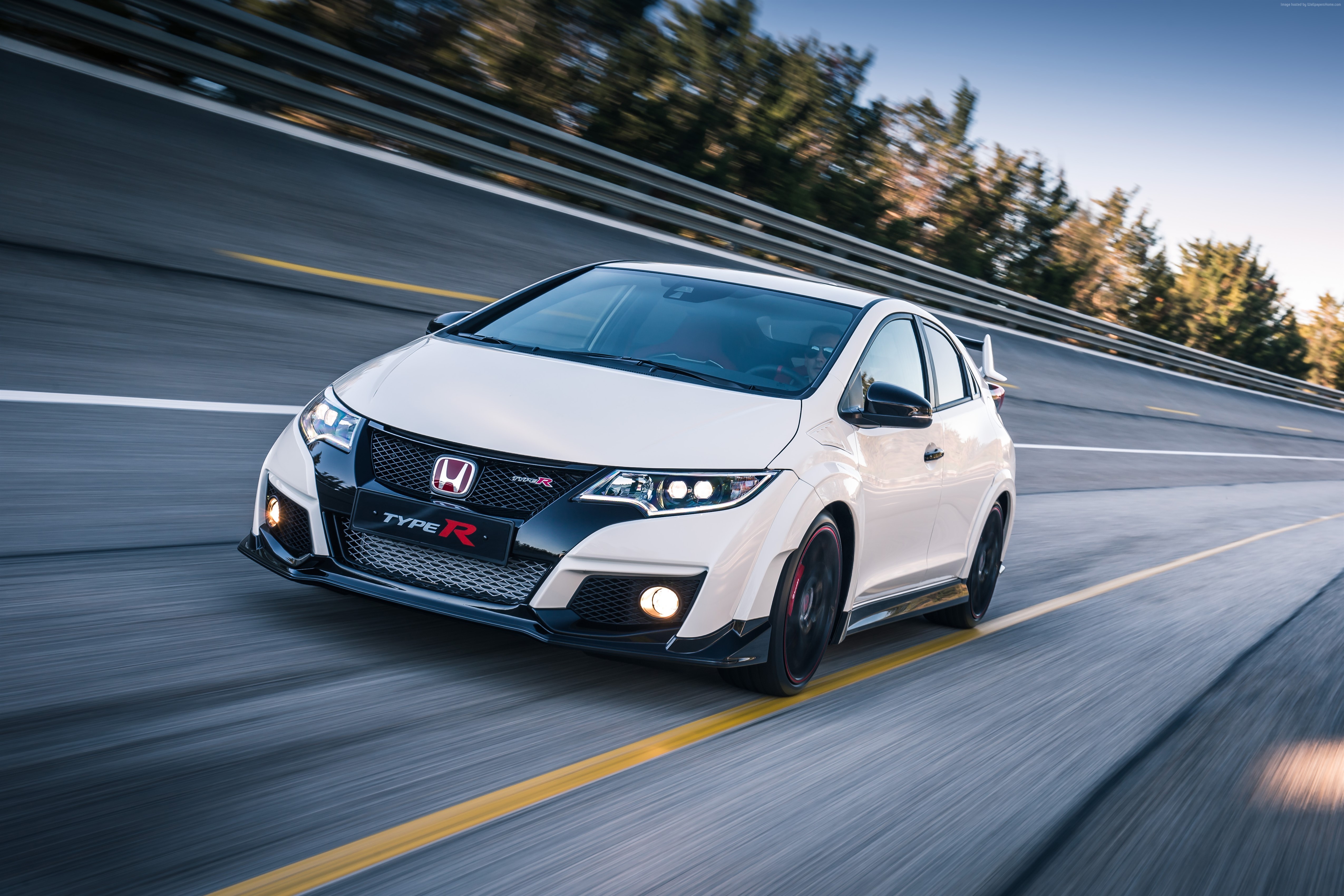 White Honda Civic Type R on a Racetrack HD Wallpaper