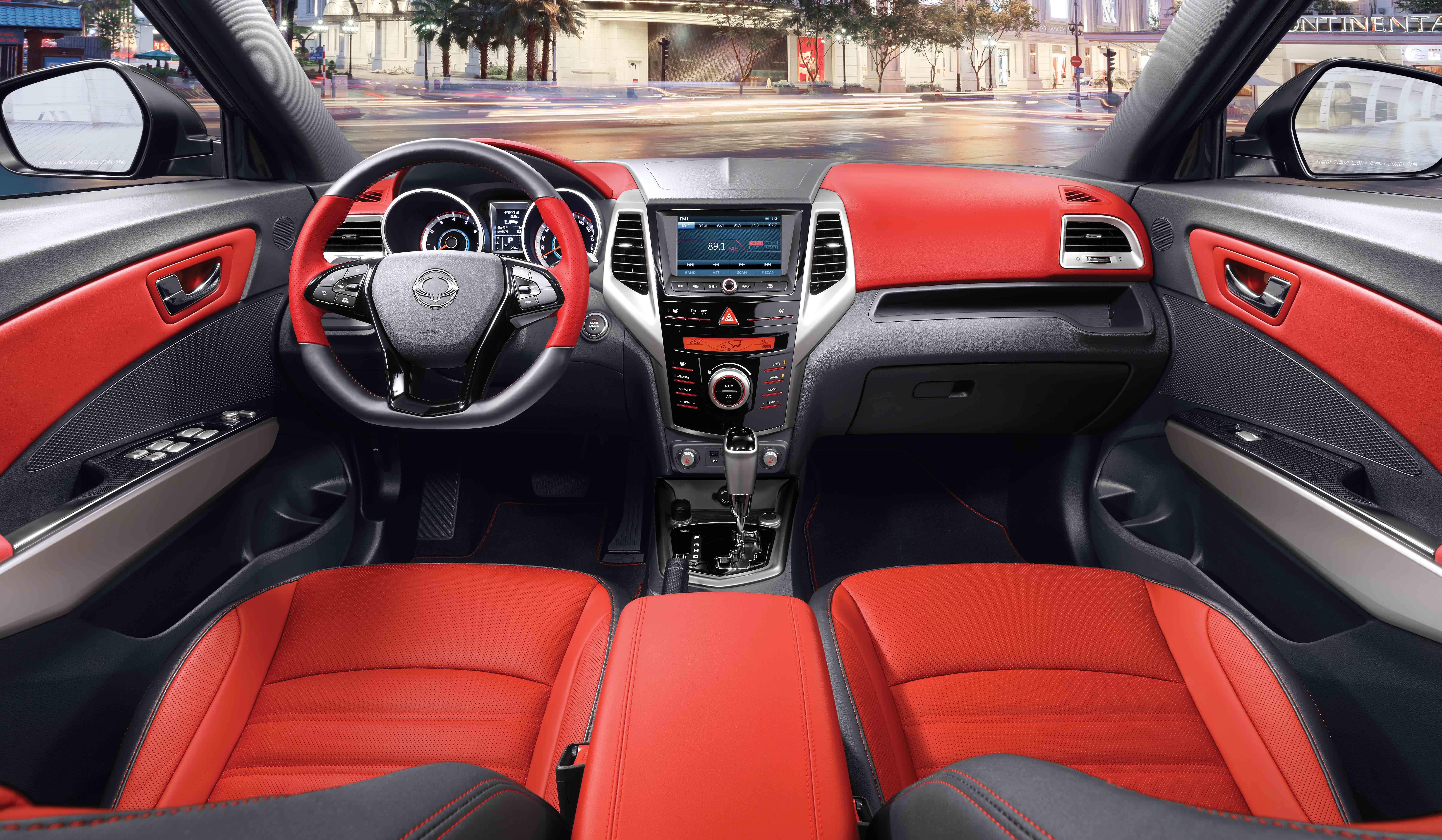 Ssangyong Tivoli crossover interior with red accents HD Wallpaper