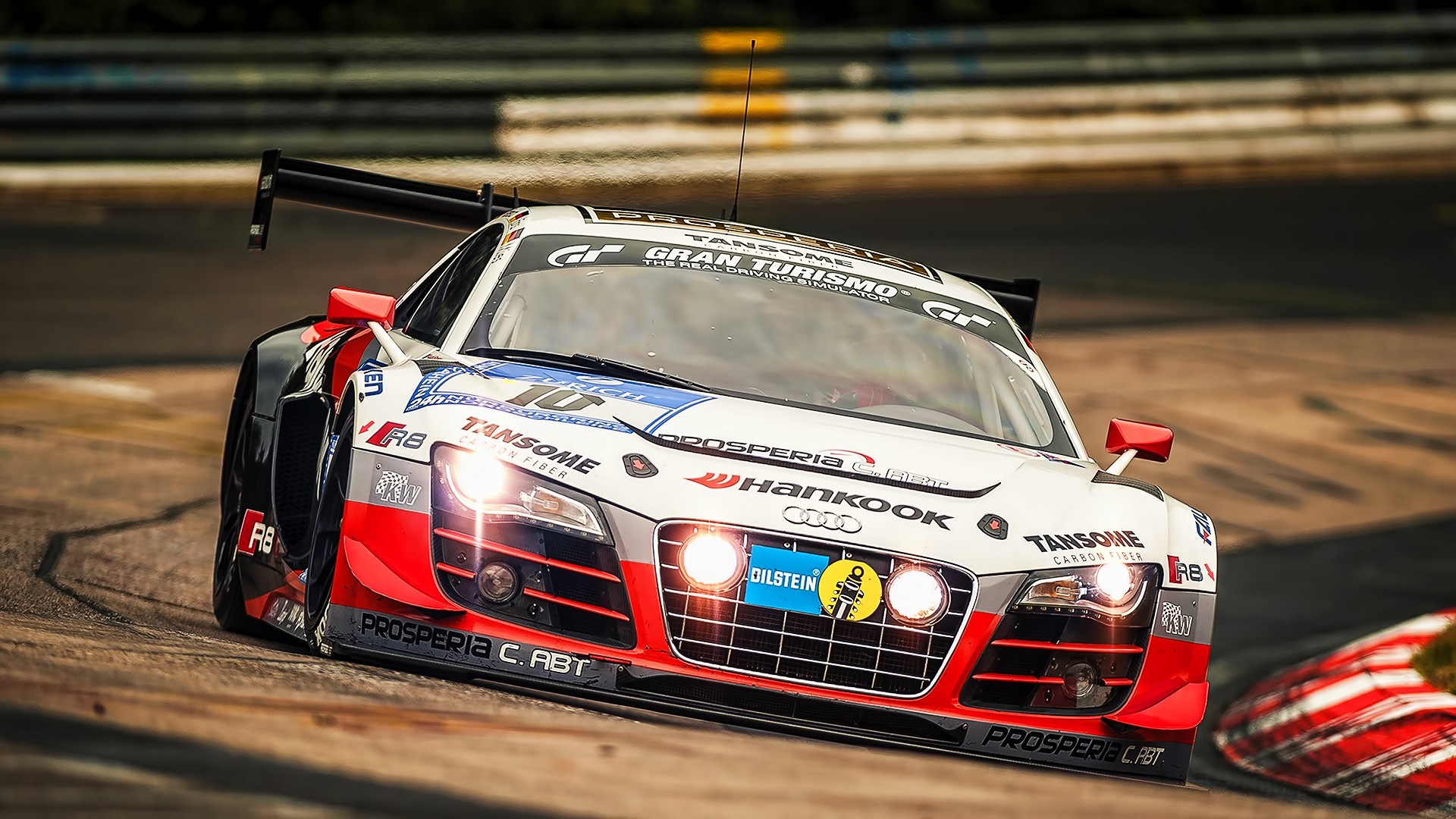 Audi R8 GT3 race car on a track HD Wallpaper