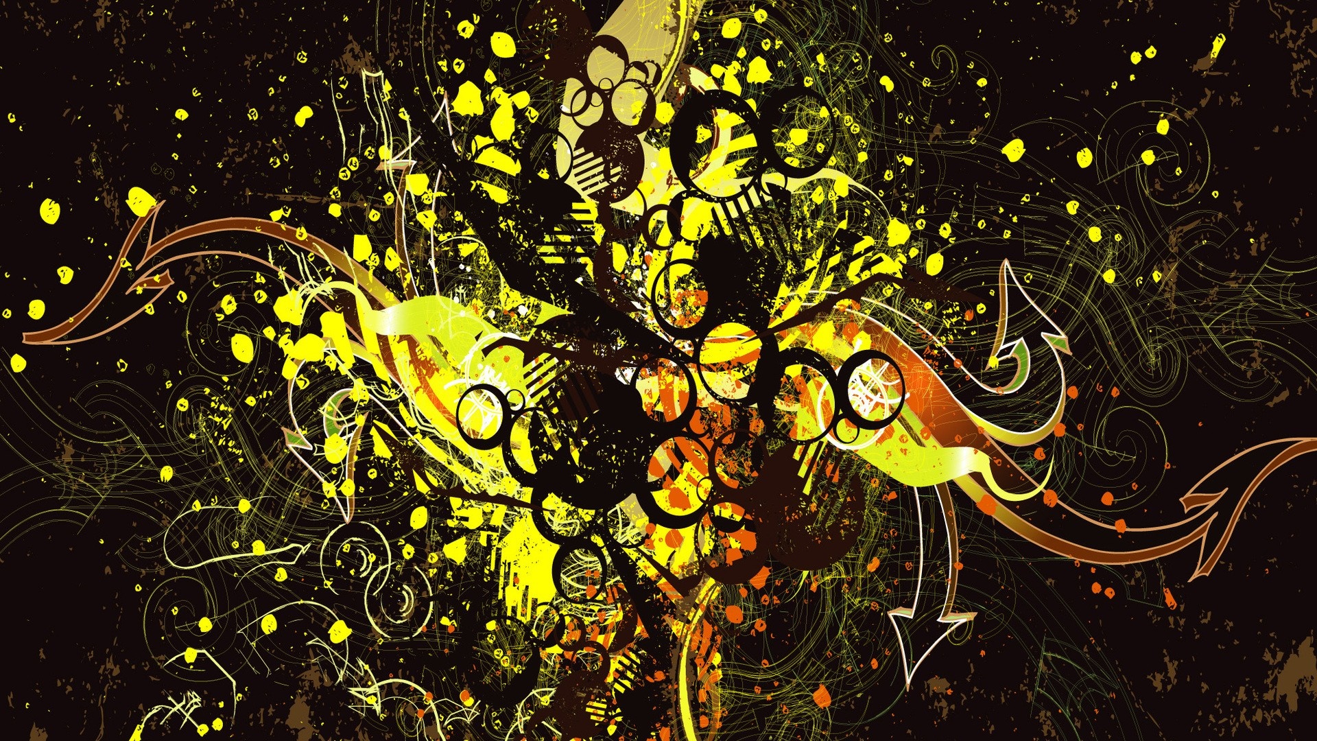 Abstract yellow and black grunge illustration with arrows HD Wallpaper