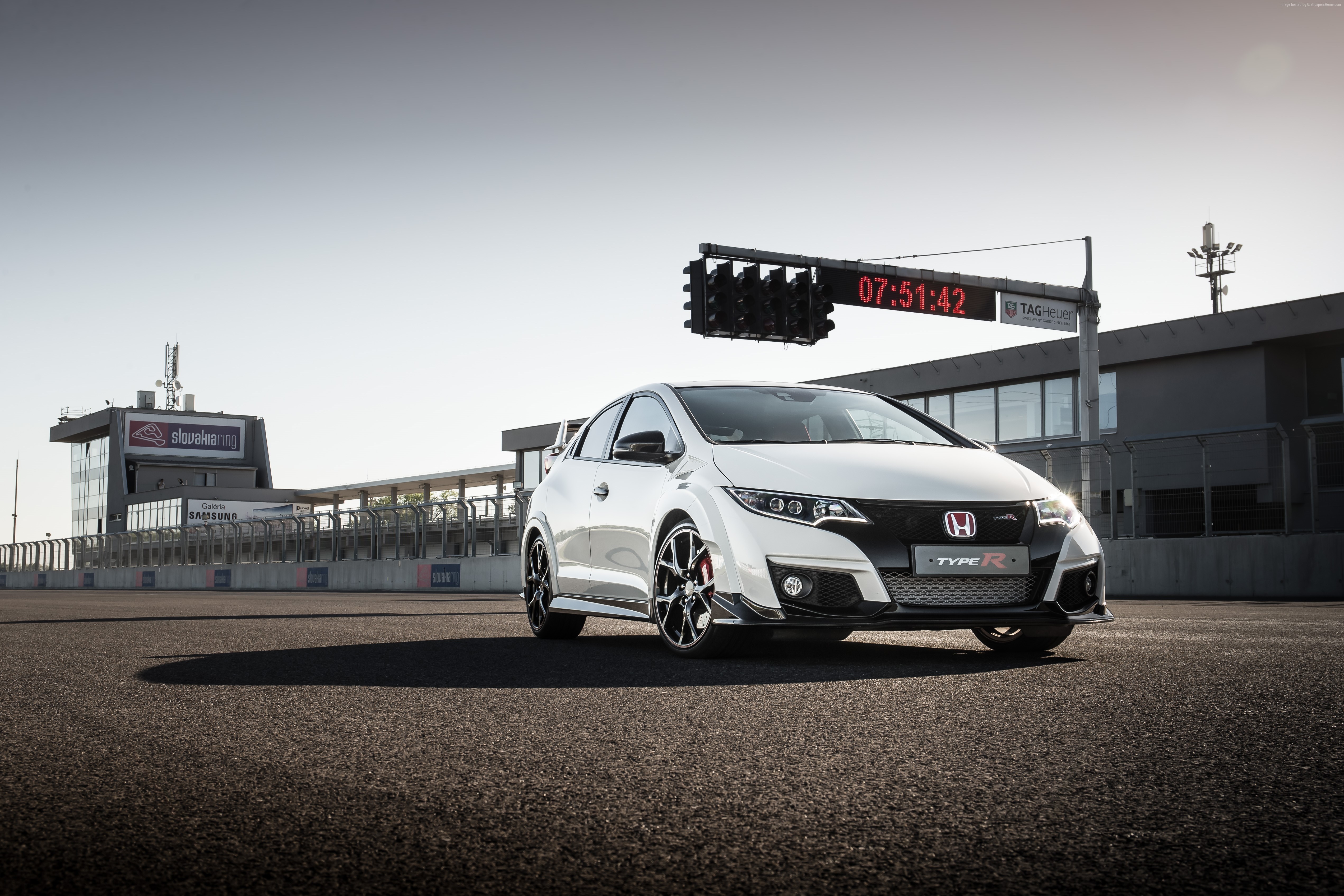 White Honda Civic Type R on a Race Track HD Wallpaper