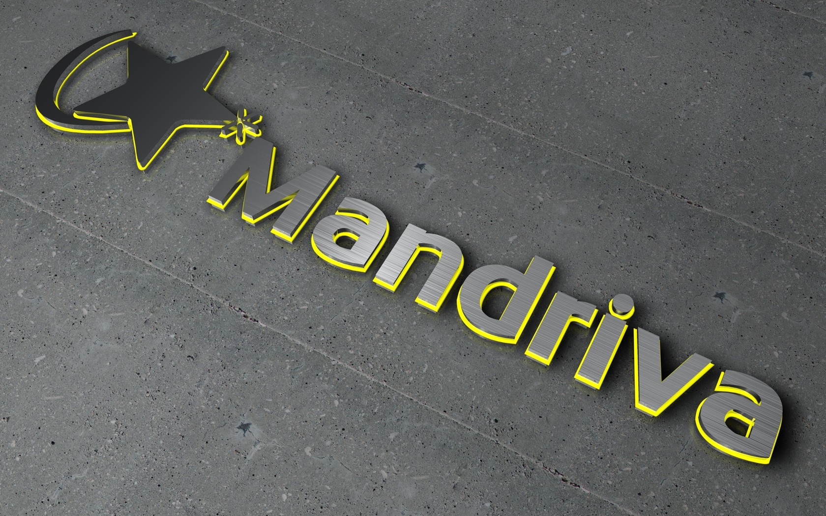 Mandriva logo with star symbol on concrete HD Wallpaper