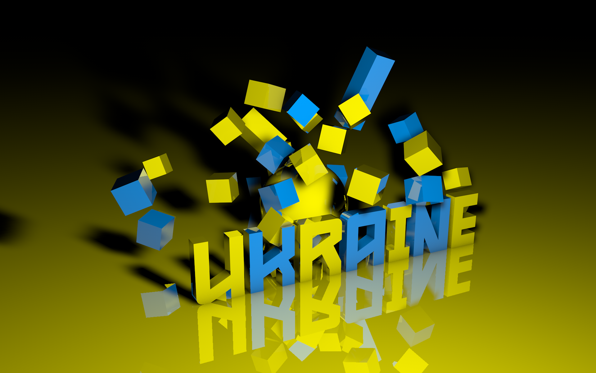 Ukraine text with falling cubes HD Wallpaper