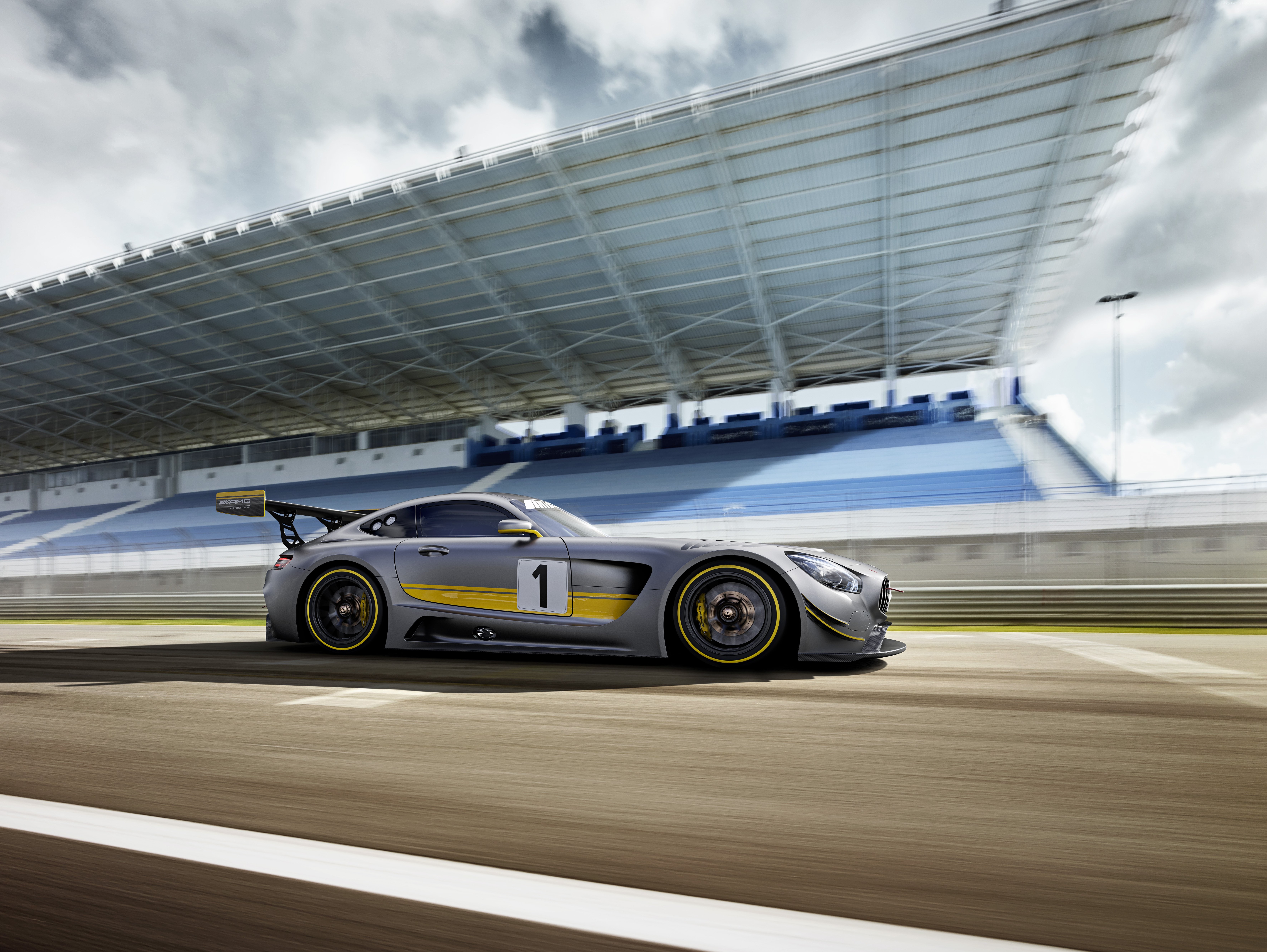 Mercedes-AMG GT3 race car on a track HD Wallpaper