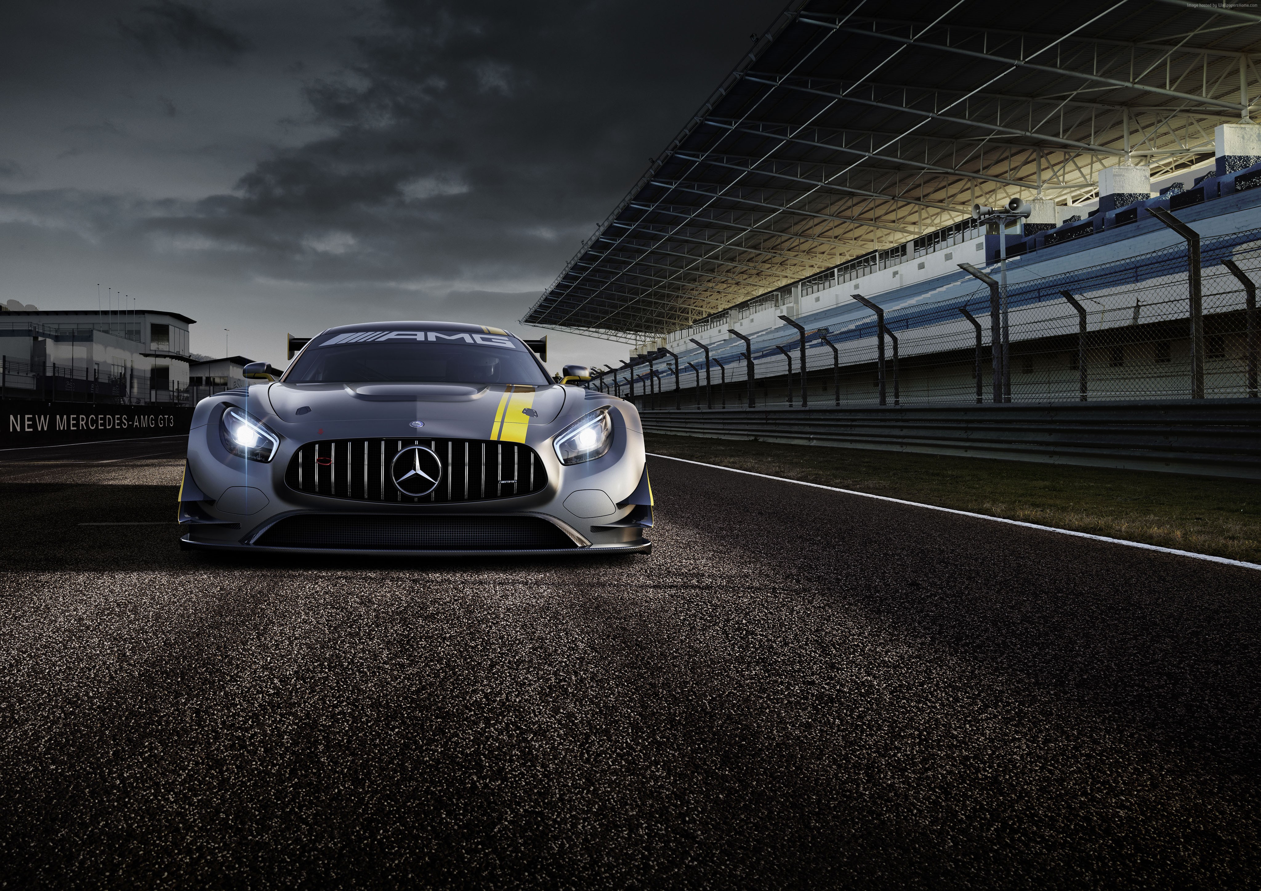 Mercedes-AMG GT3 race car on a track HD Wallpaper
