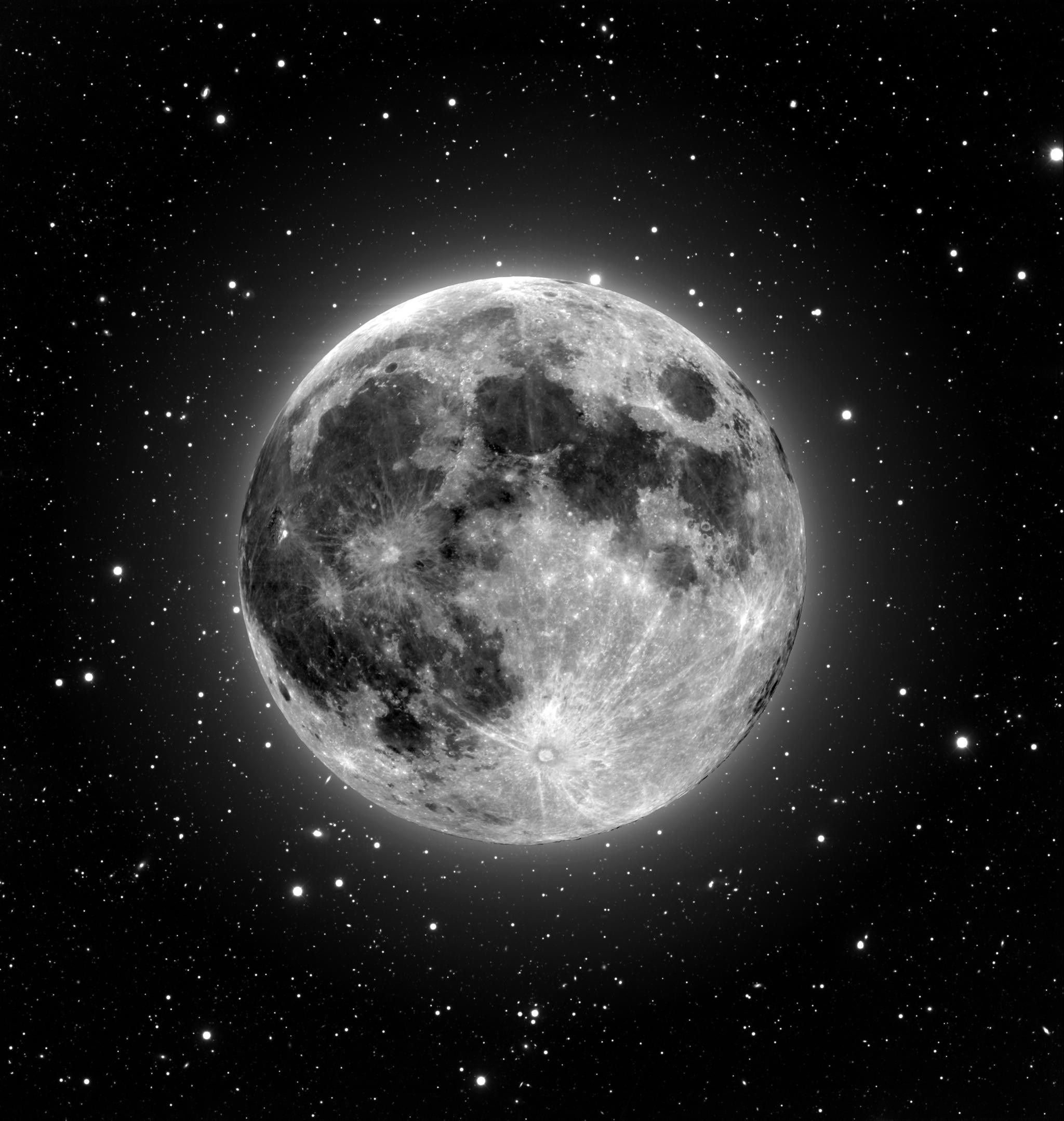 Full Moon in a Starry Sky HD Wallpaper