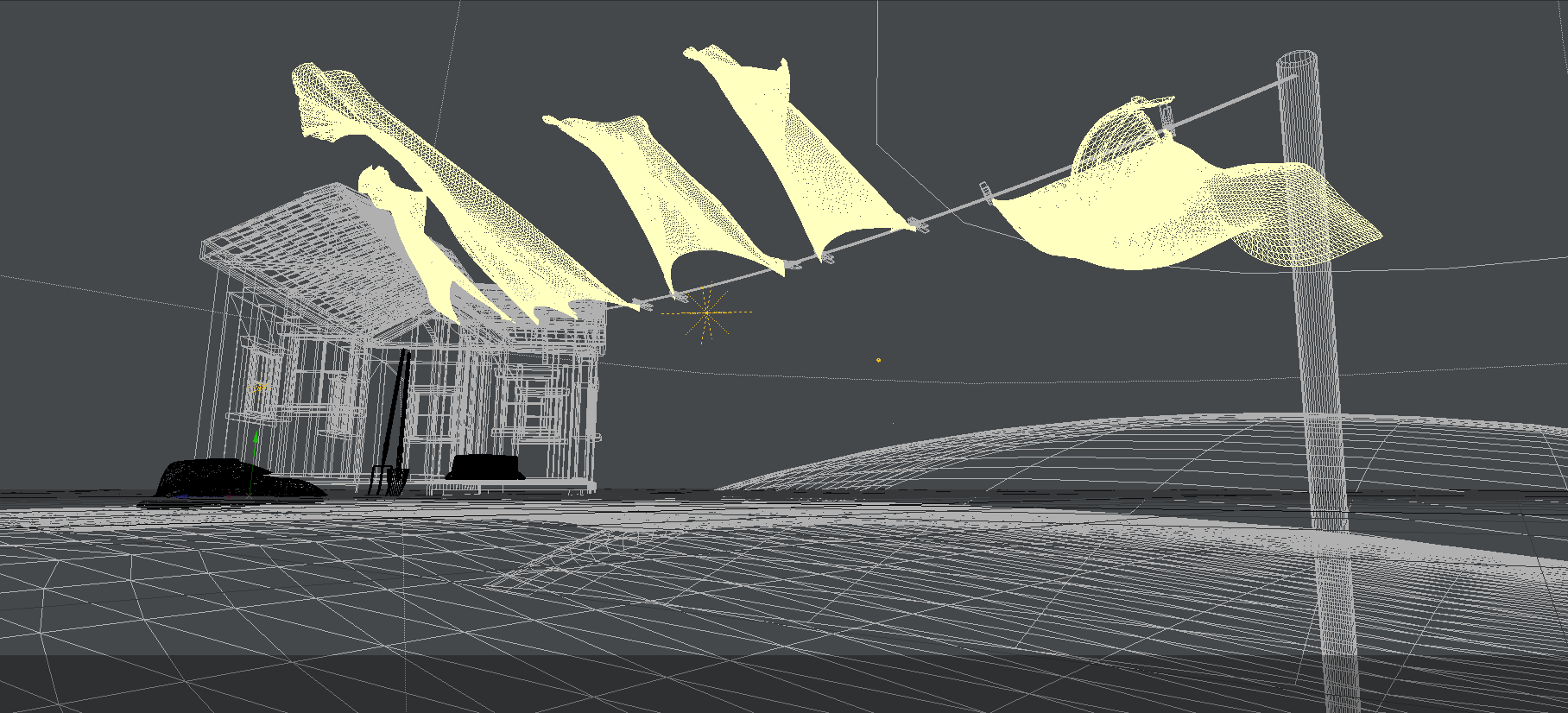 Wireframe illustration of a stadium with flags HD Wallpaper