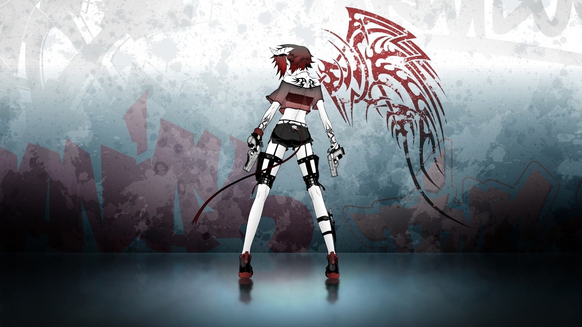 Anime girl with robotic arms smoking in a dark room HD Wallpaper