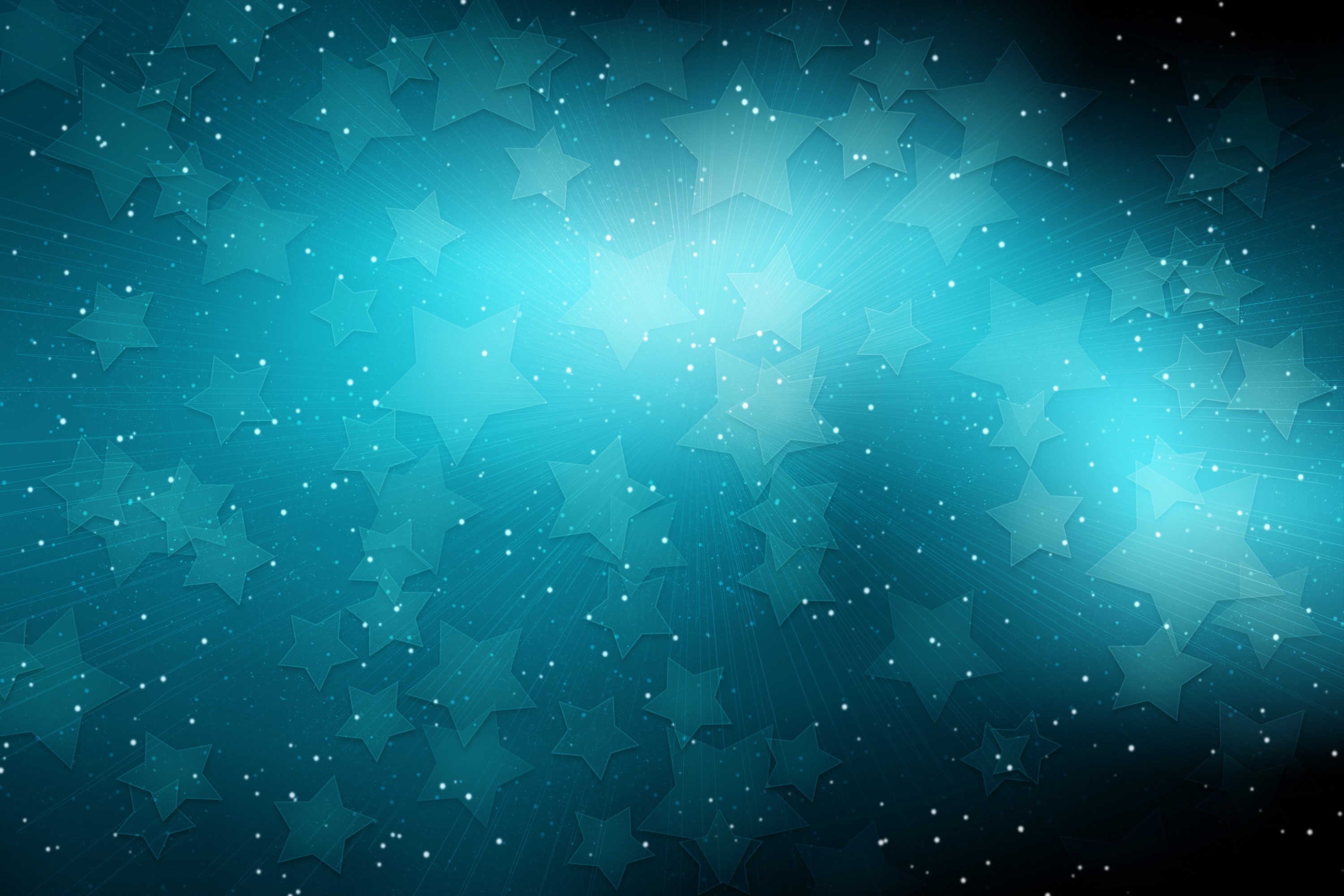 Teal starburst with scattered stars HD Wallpaper