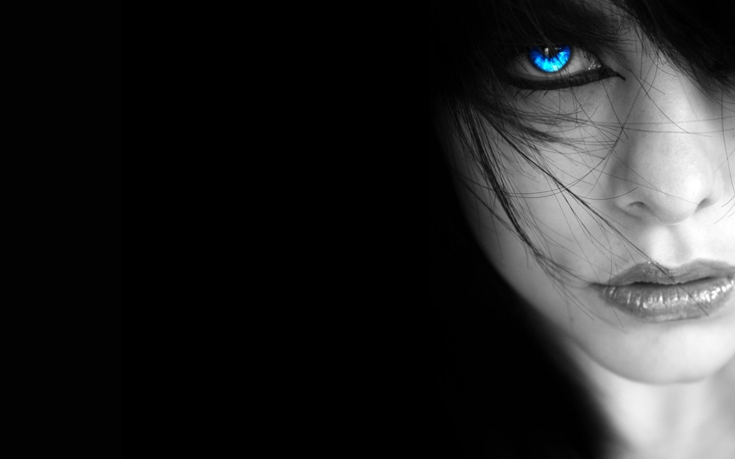 Close up of a woman's face with blue eyes HD Wallpaper