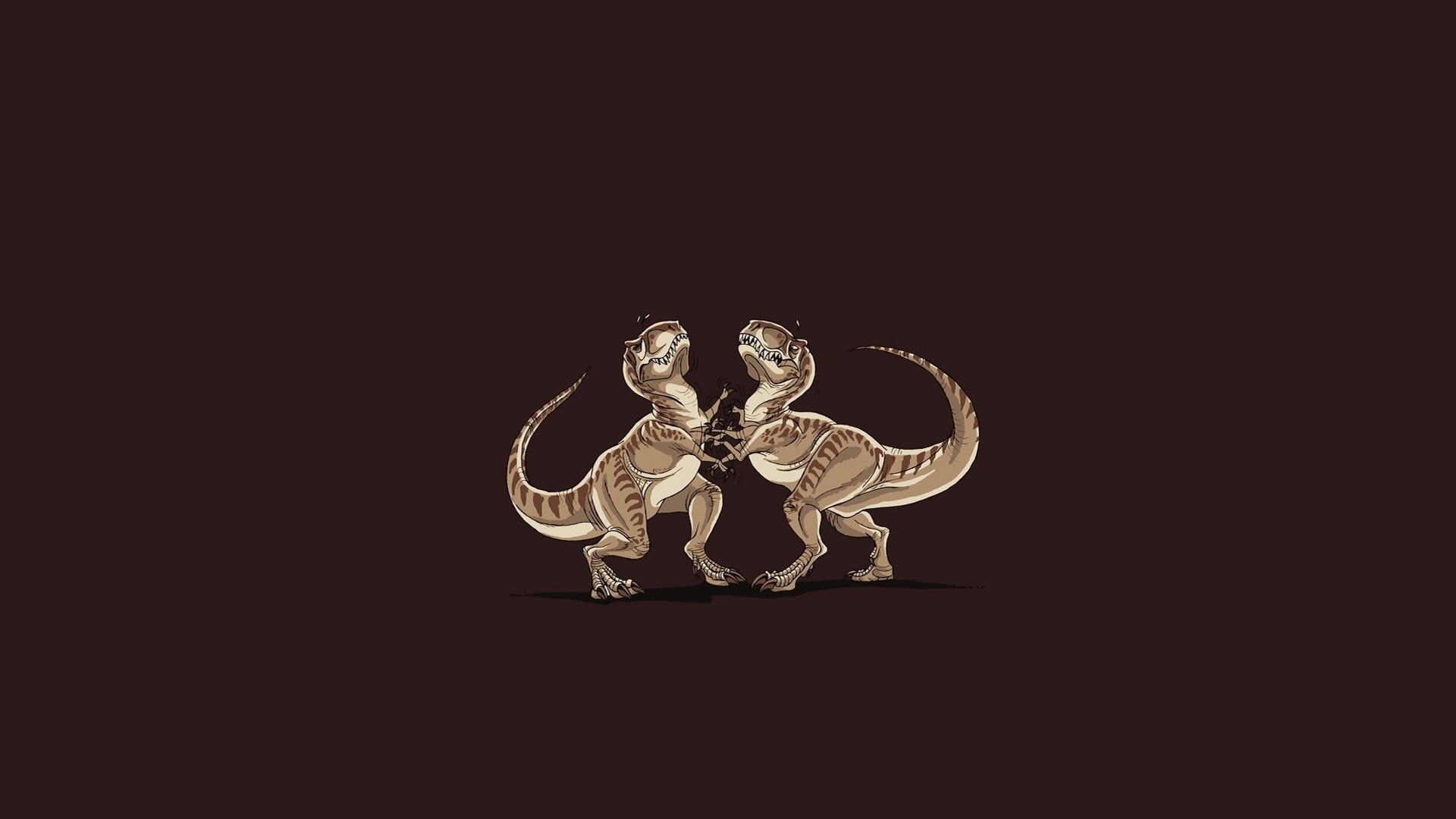 Two T-Rex dinosaurs in a minimalist illustration HD Wallpaper