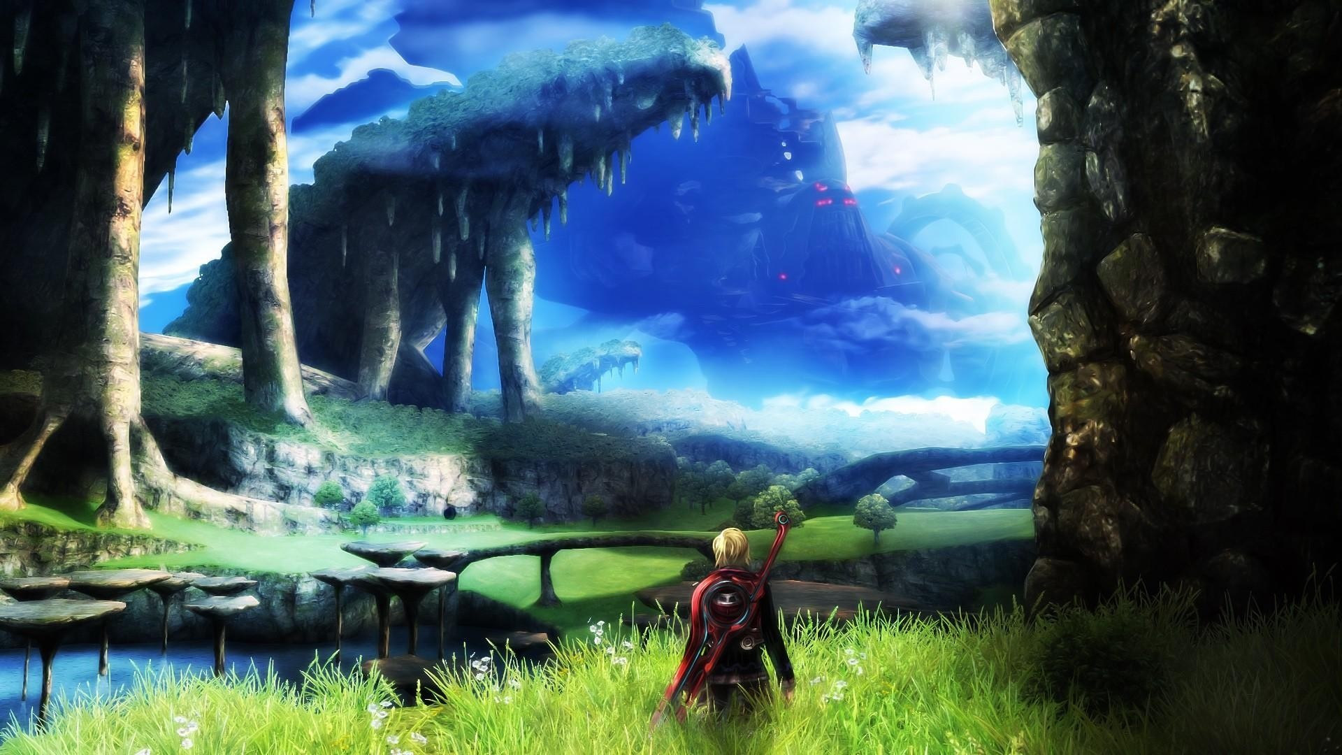 Shulk from Xenoblade Chronicles in a fantasy landscape HD Wallpaper