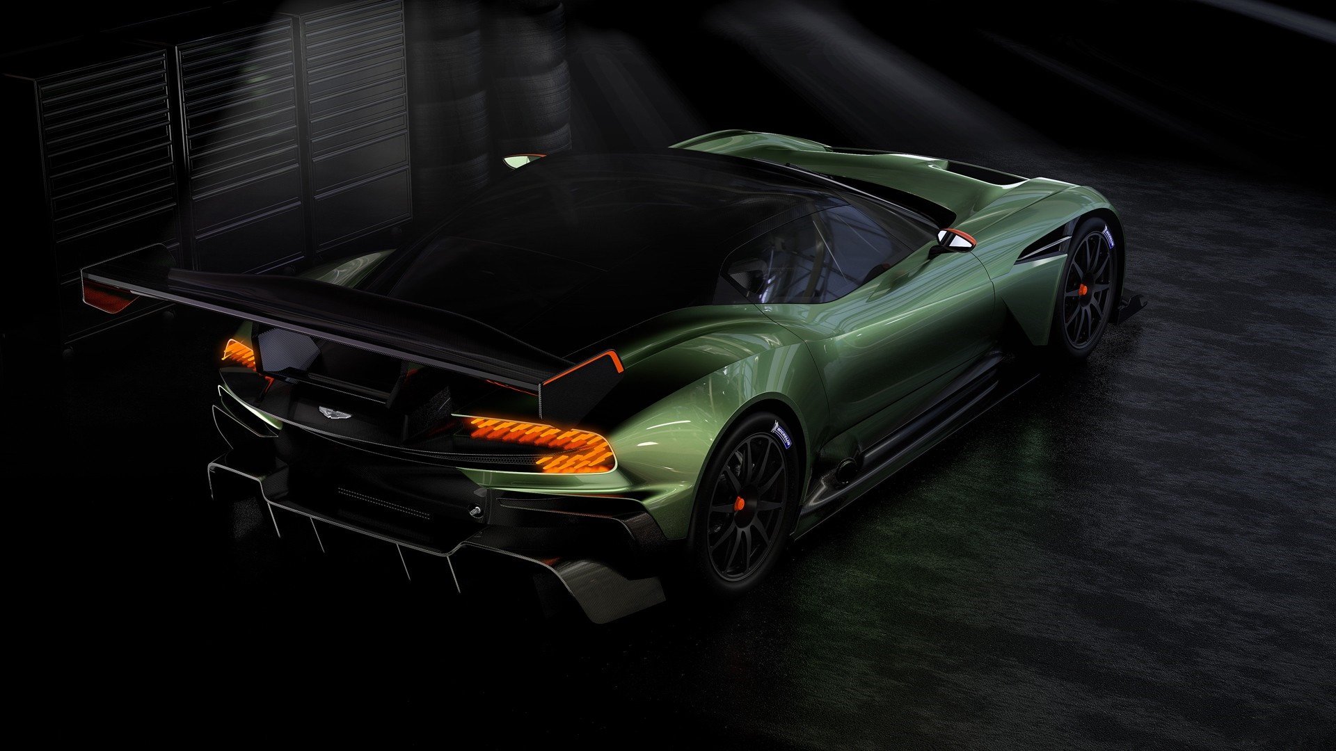 Green Aston Martin Vulcan supercar HD Wallpaper