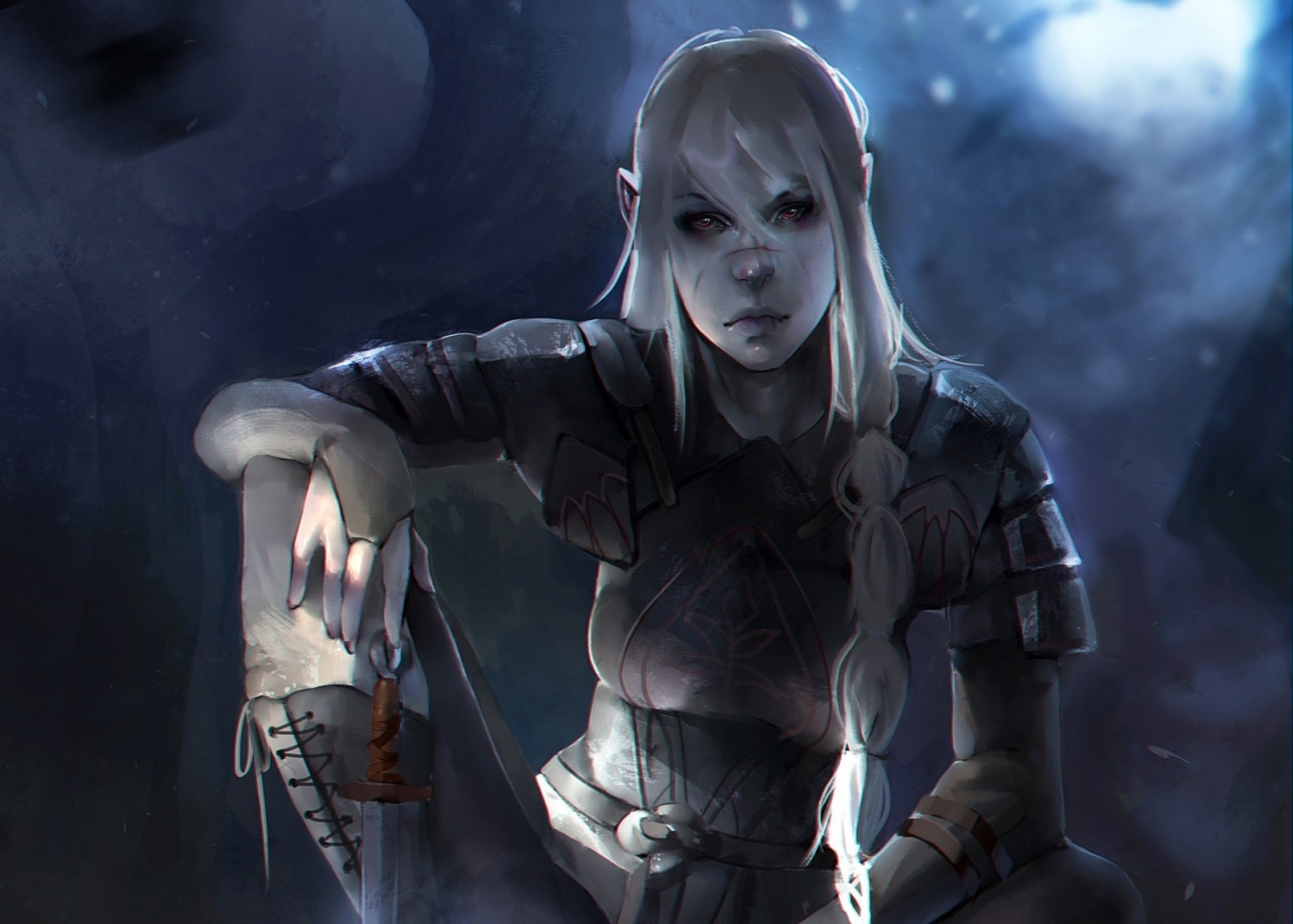 Fantasy art of a female elf warrior with a sword HD Wallpaper