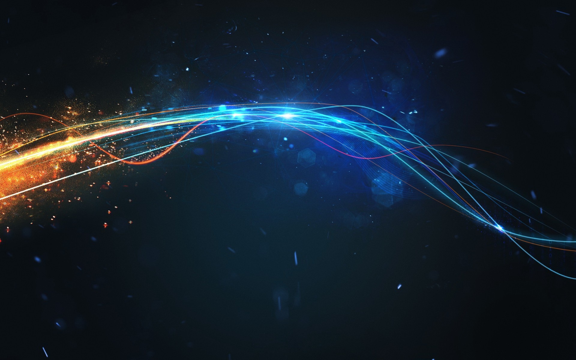 Abstract light streaks in dark space HD Wallpaper