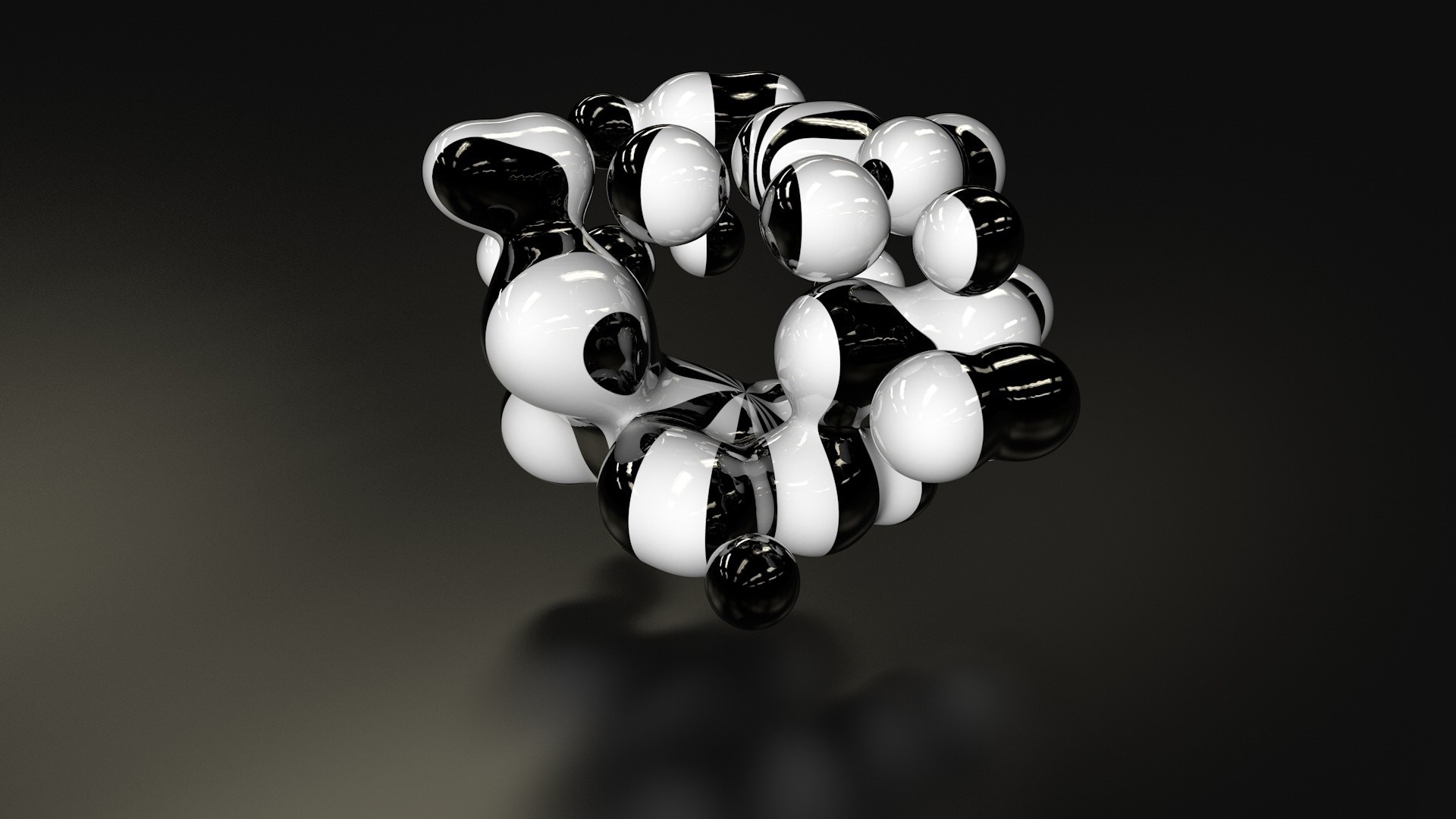 Abstract black and white spheres in a circle HD Wallpaper