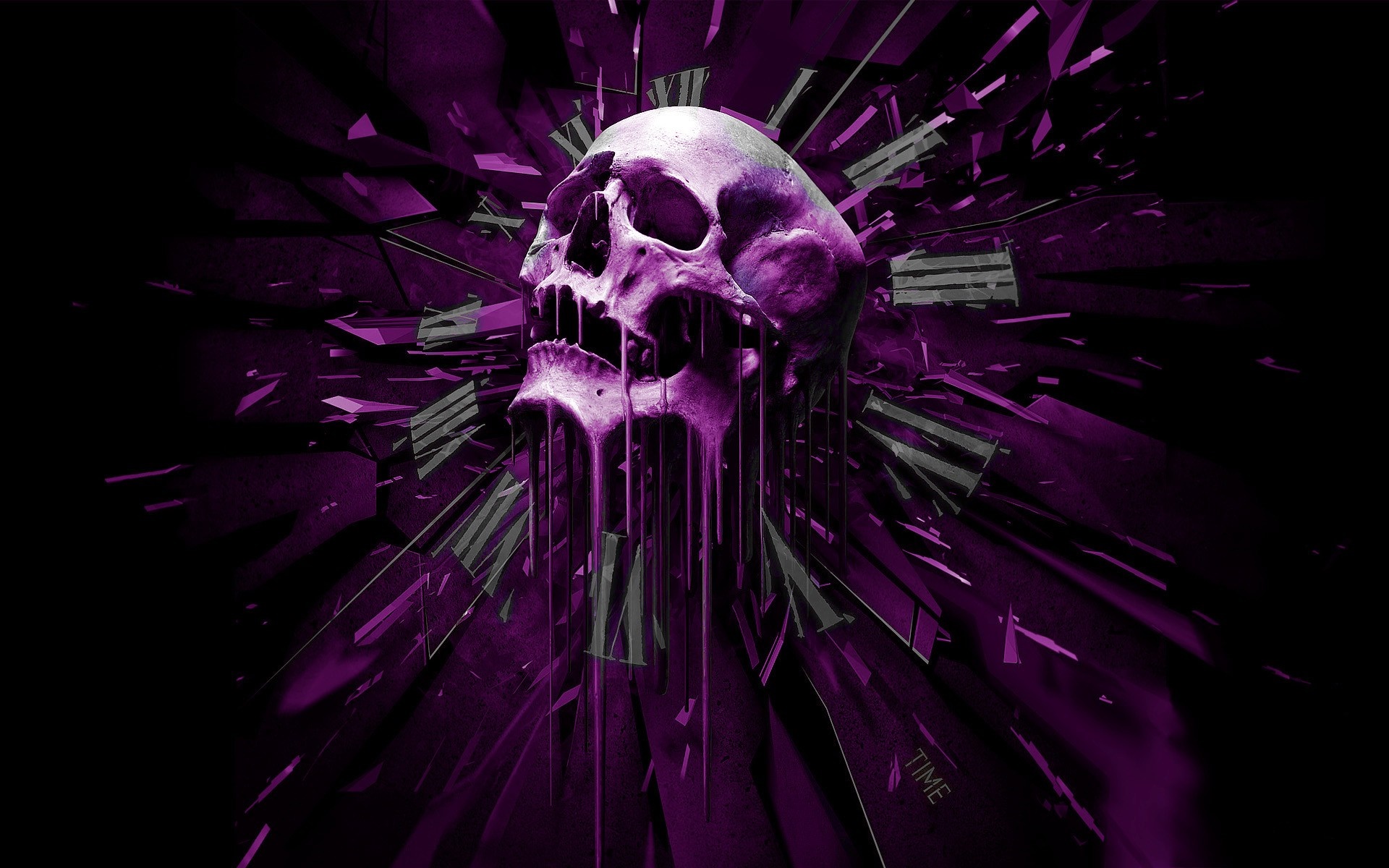 Purple skull with melting effect and abstract background HD Wallpaper