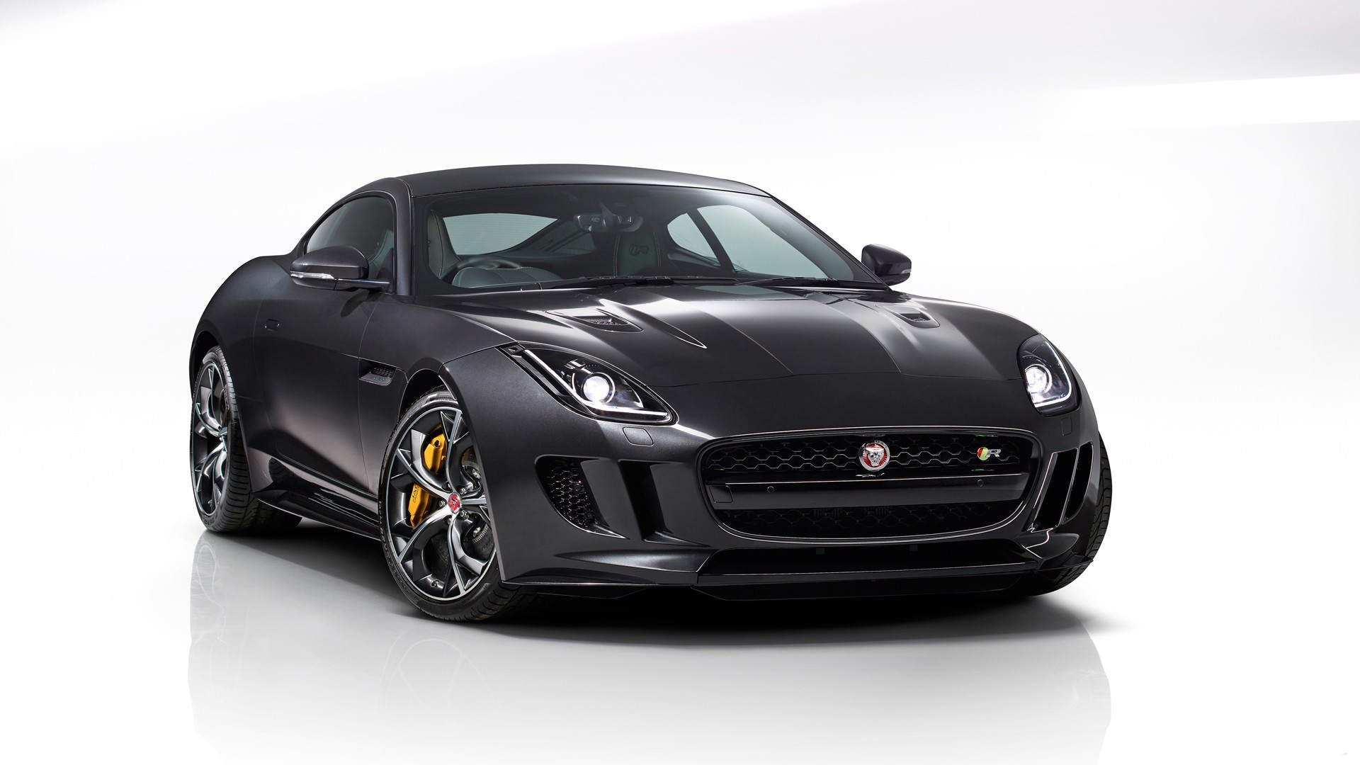 Matte black Jaguar F-Type R Coupe HD Wallpaper