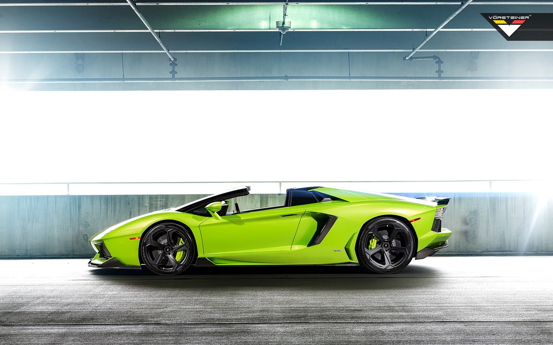 Lamborghini Aventador V Verde Ithaca Convertible Side View HD Wallpaper