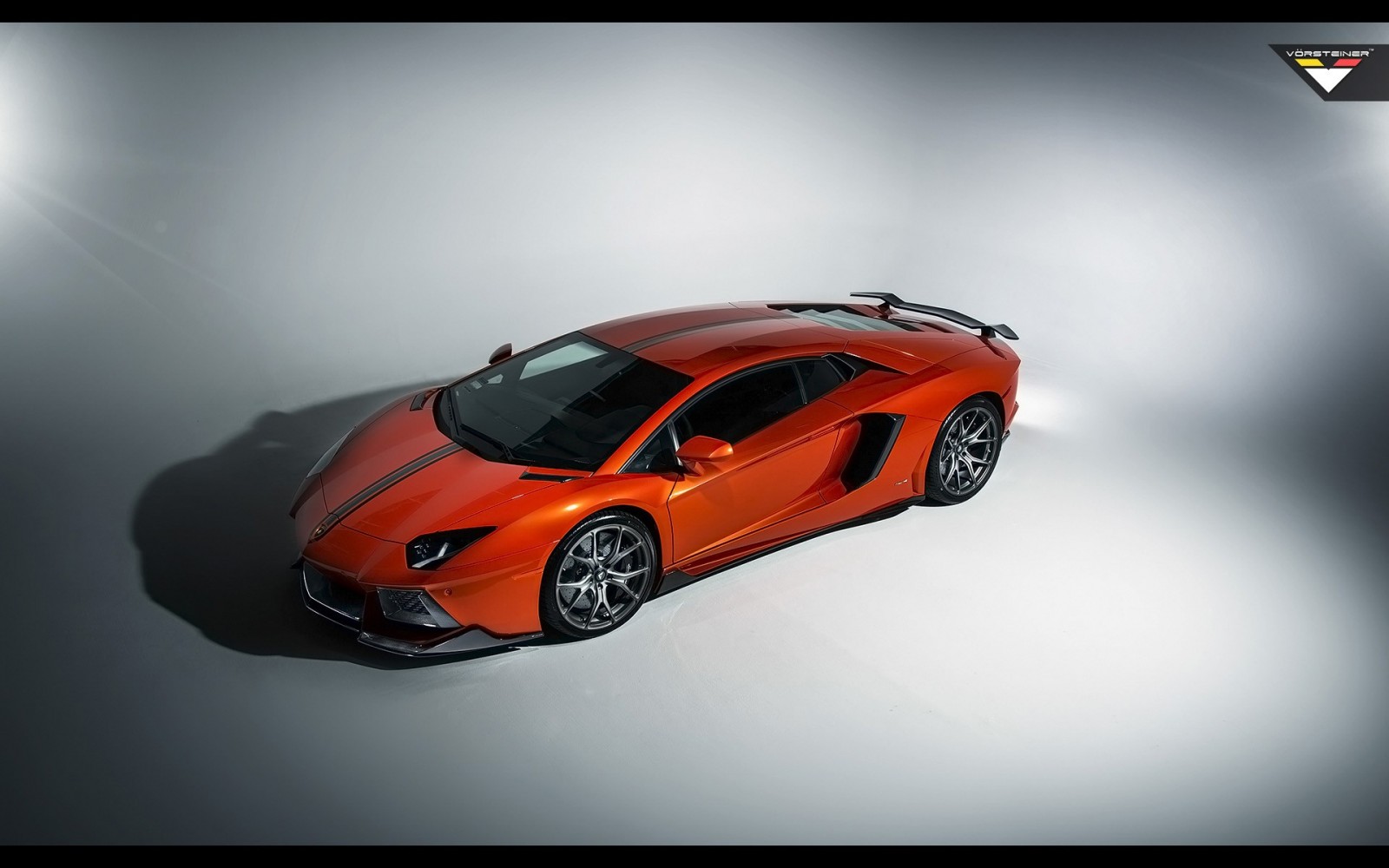 Orange Lamborghini Aventador with Vorsteiner body kit HD Wallpaper