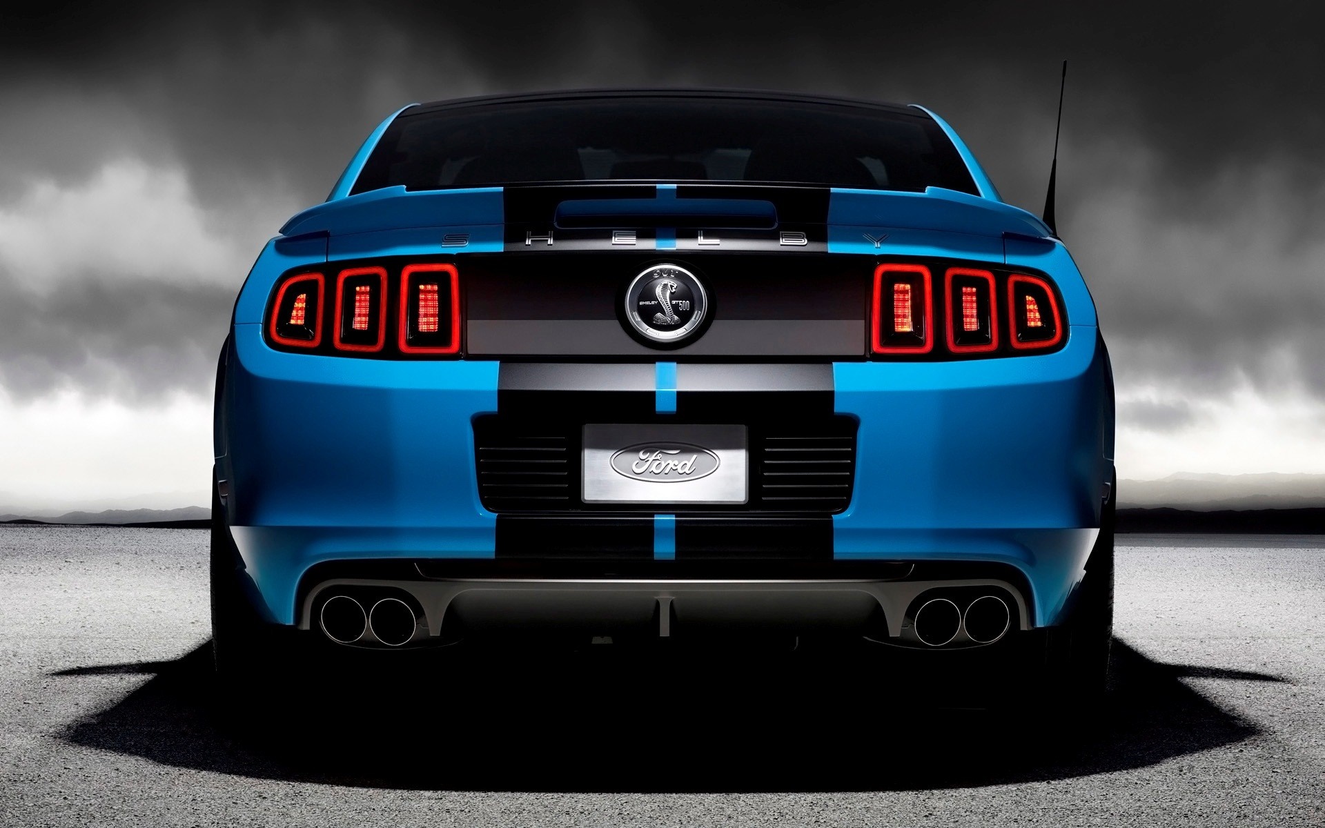 Blue Ford Shelby GT500 Mustang rear view HD Wallpaper