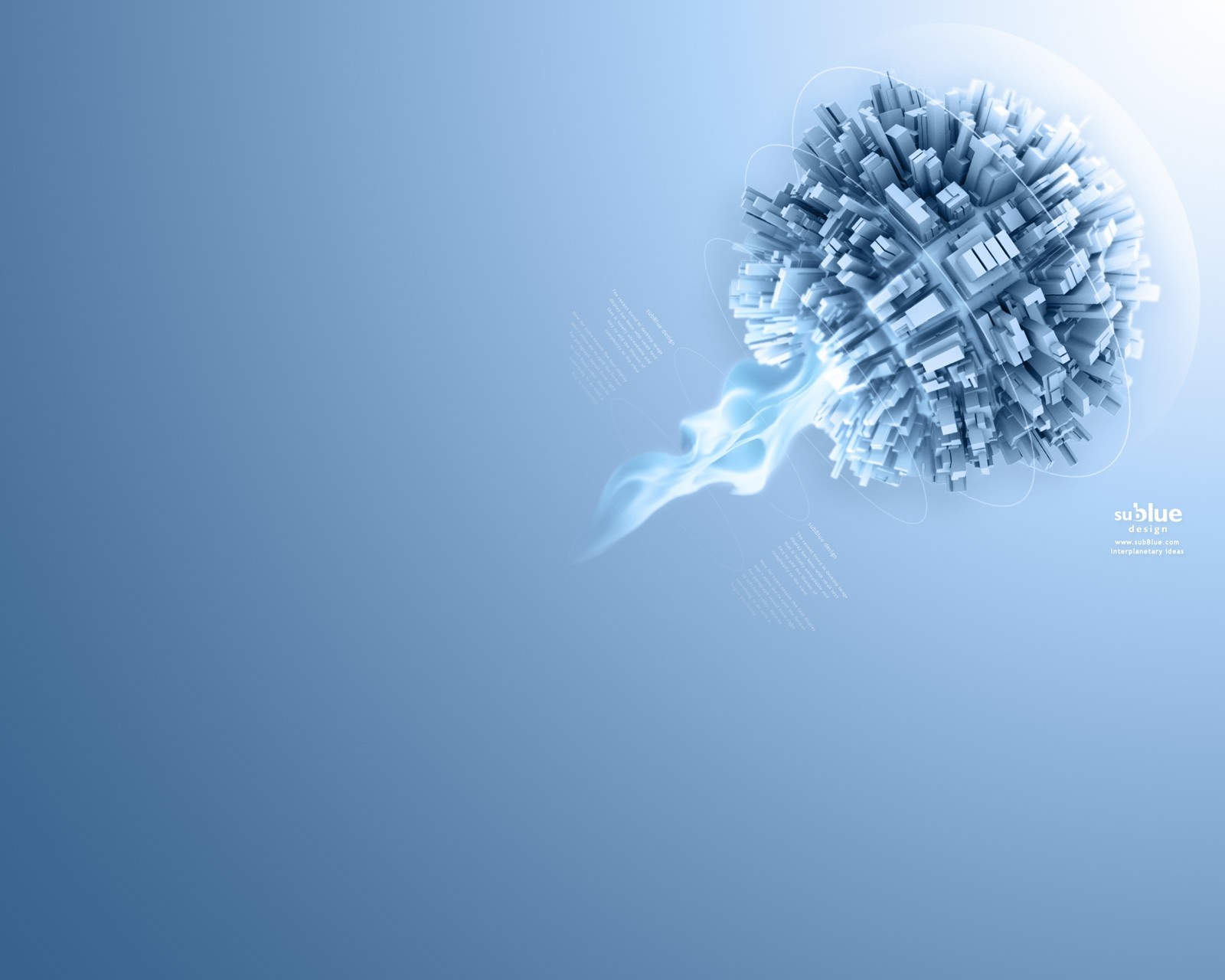 Abstract blue planet city with blue flame HD Wallpaper
