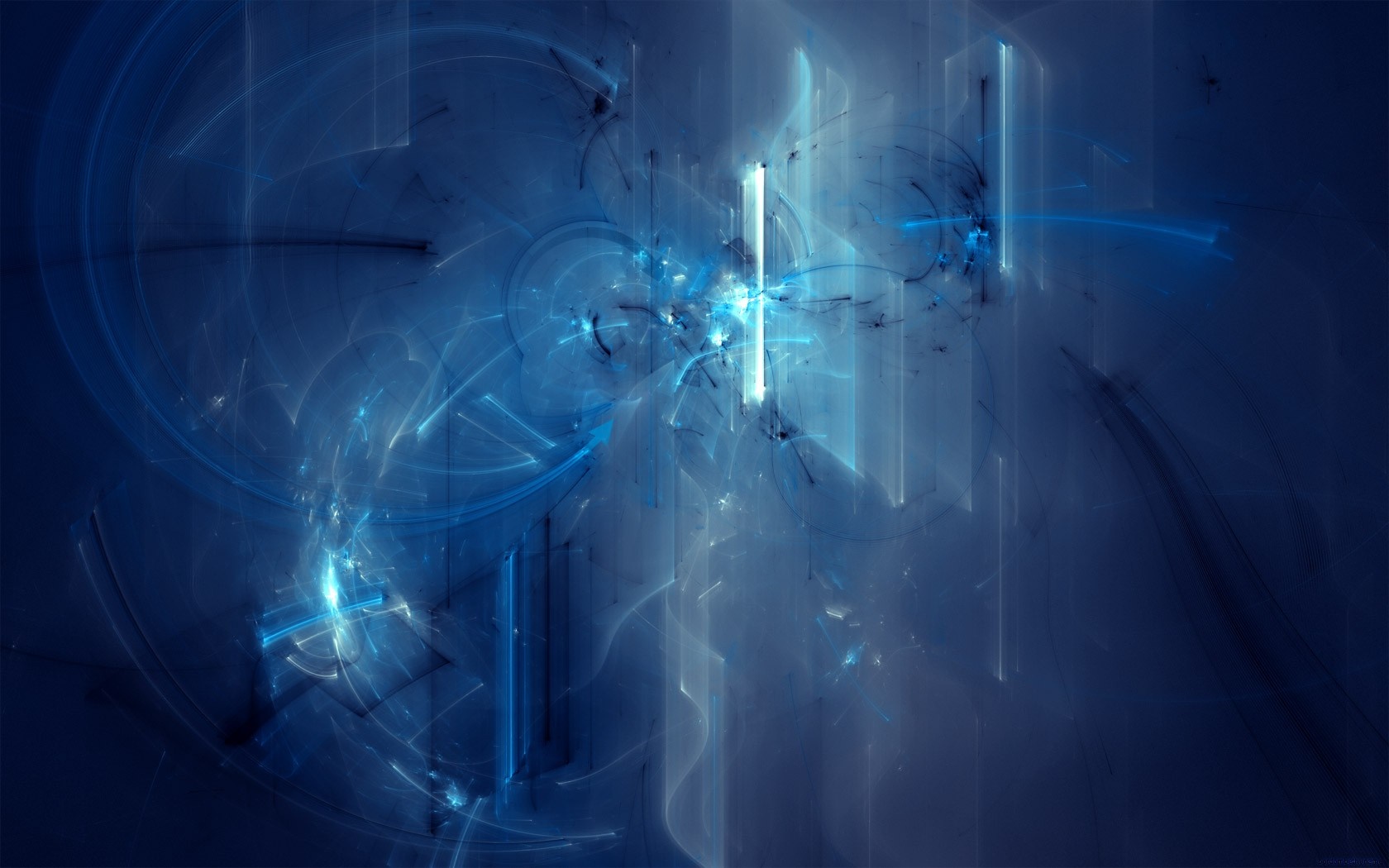 Abstract blue fractal space with light effects HD Wallpaper