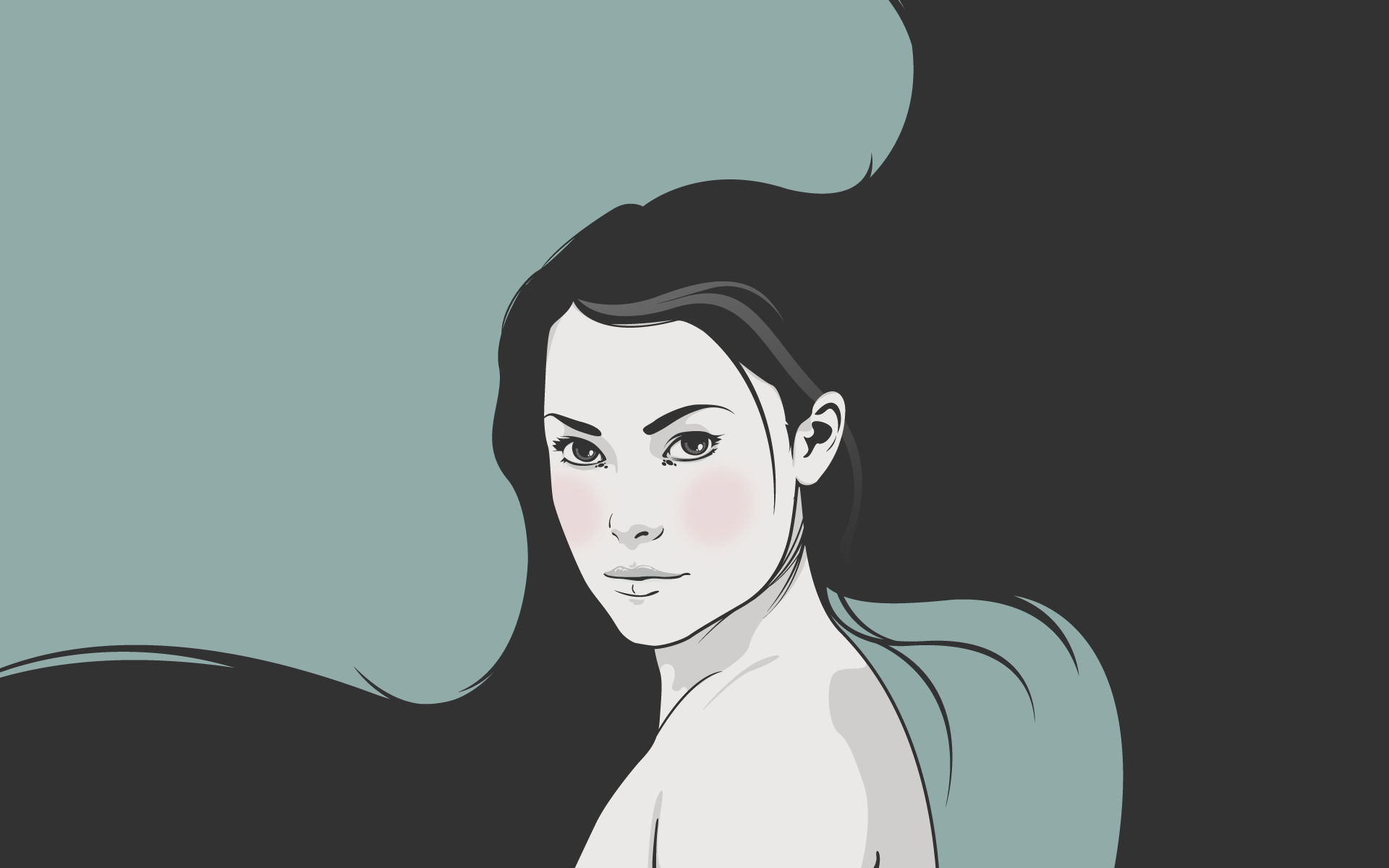 Illustration of a woman with long black hair HD Wallpaper