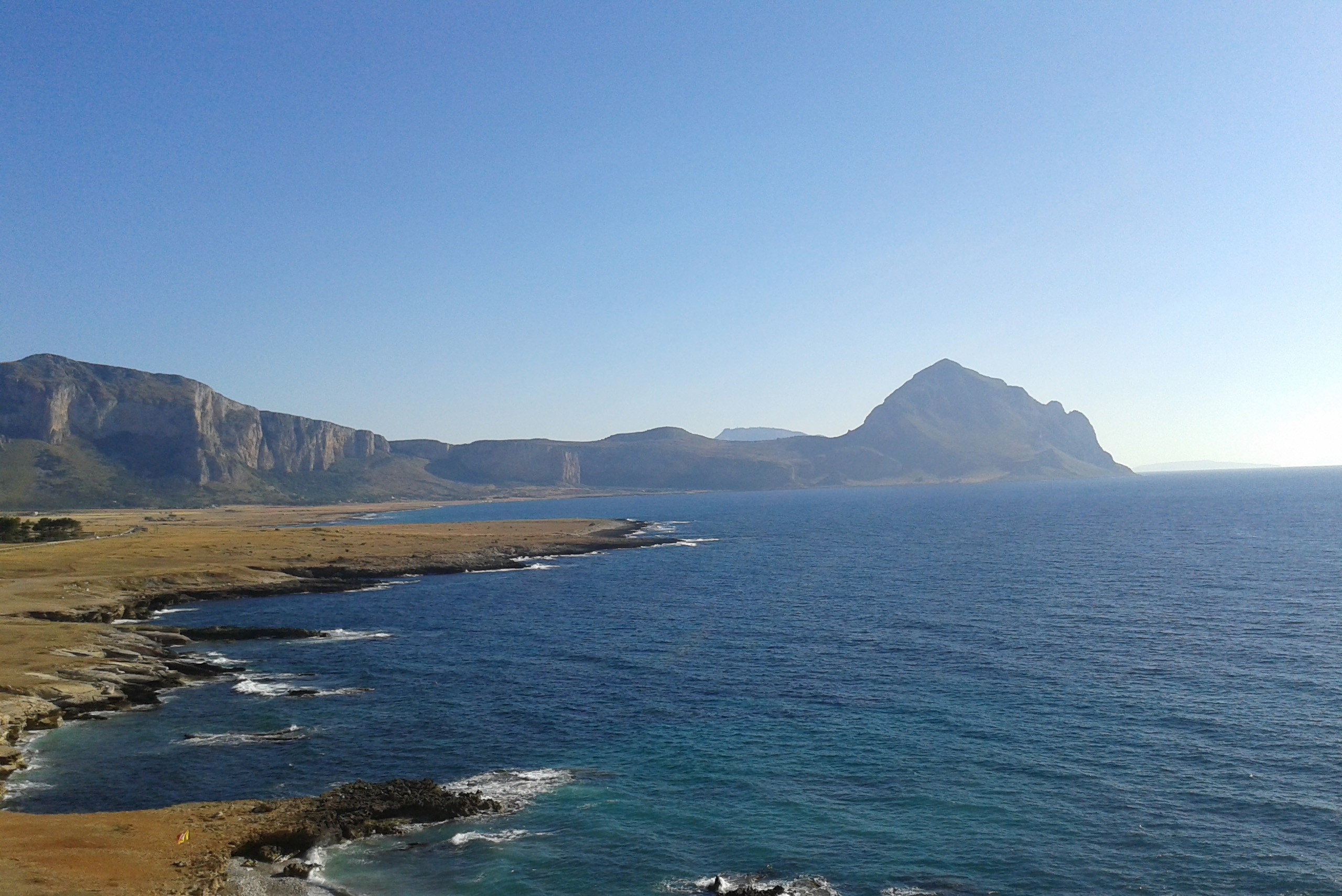 Coastal landscape with mountains and sea in Sicily, Italy HD Wallpaper