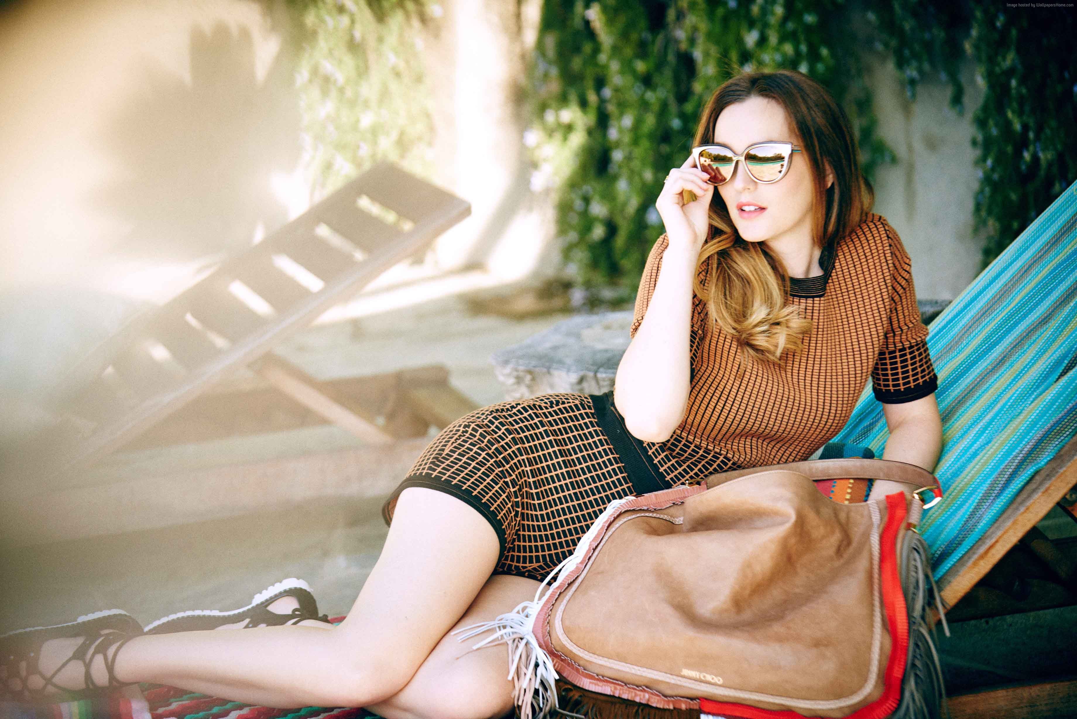 Leighton Meester relaxing outdoors HD Wallpaper