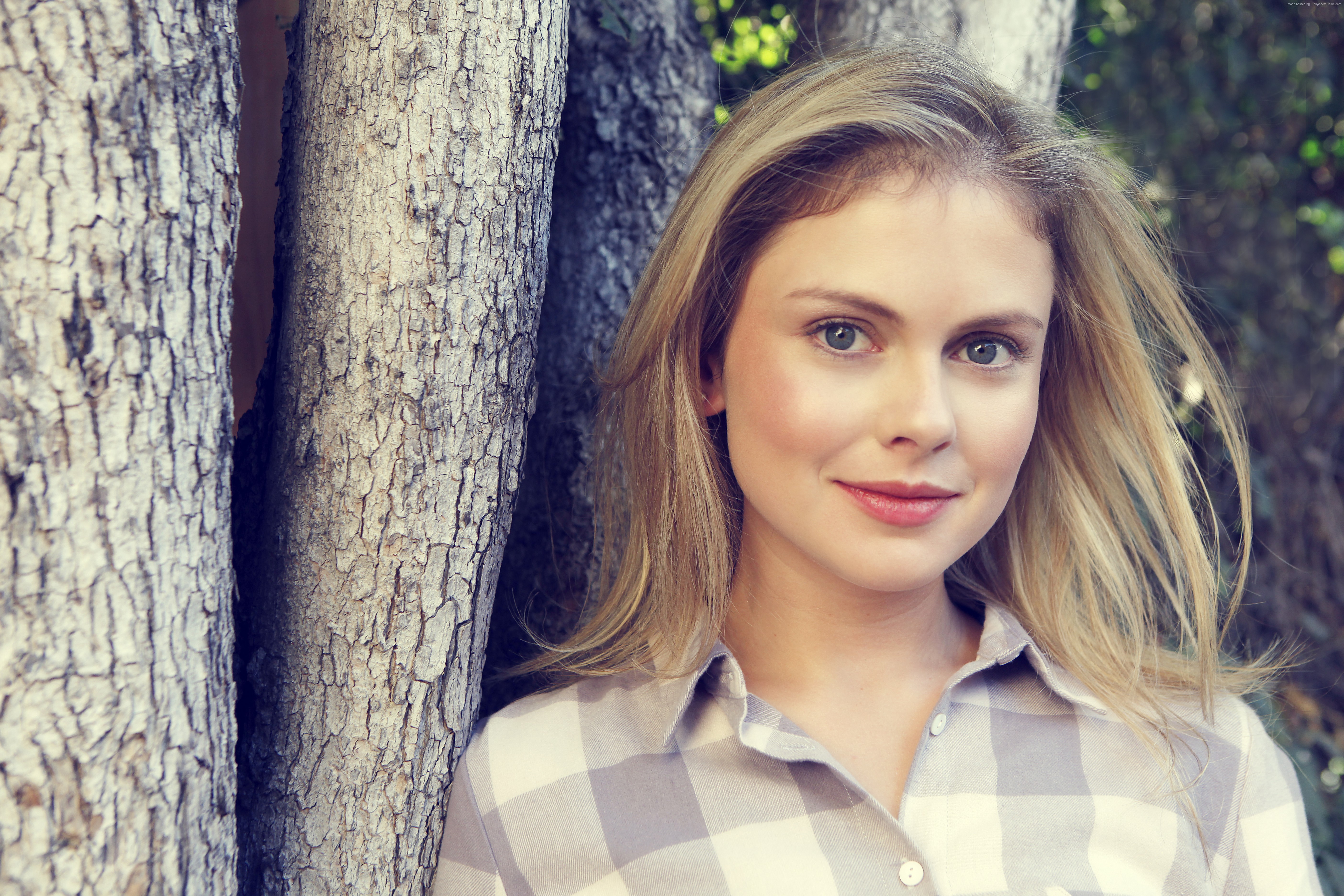 Rose McIver leaning against trees HD Wallpaper