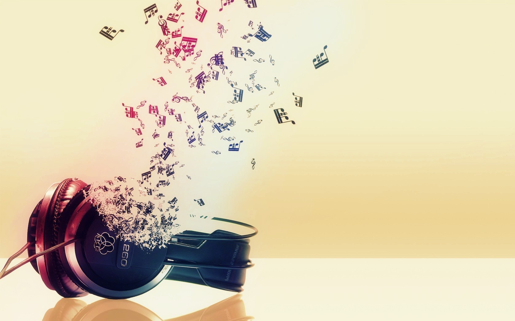 Headphones with musical notes illustration HD Wallpaper