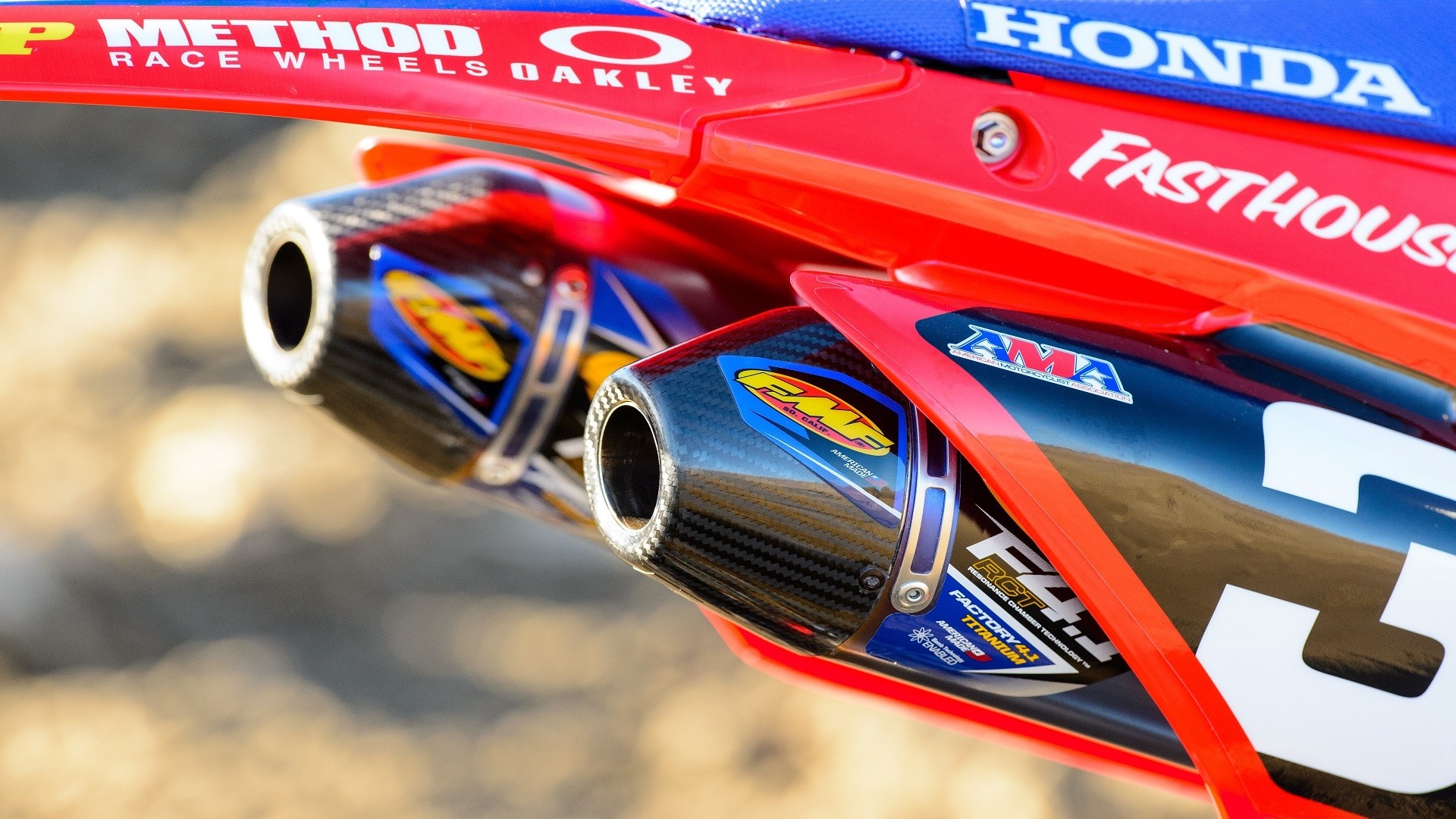 Honda Motorcycle Exhaust Pipes with FMF Racing Branding HD Wallpaper