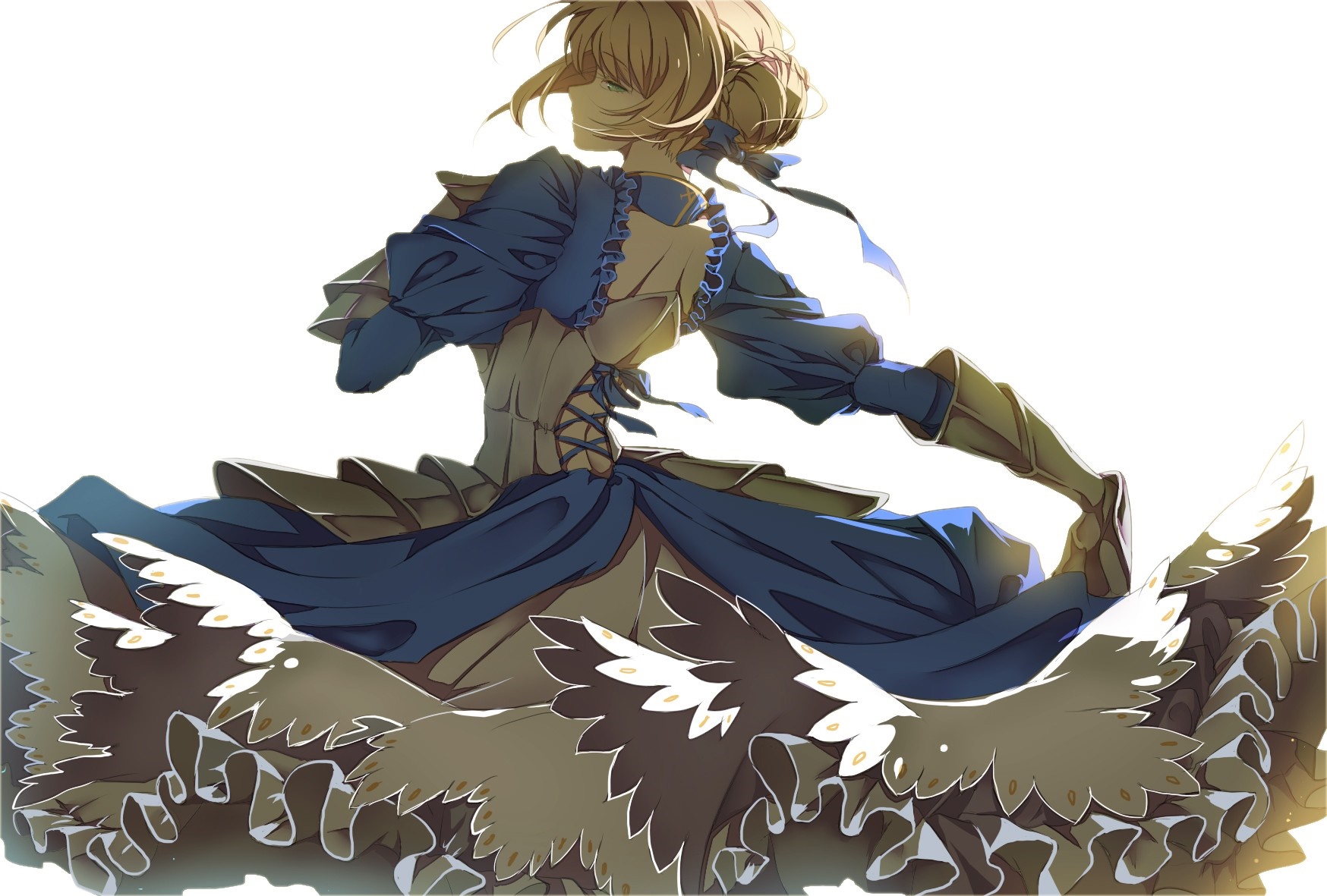 Saber from Fate Stay Night in a blue dress HD Wallpaper
