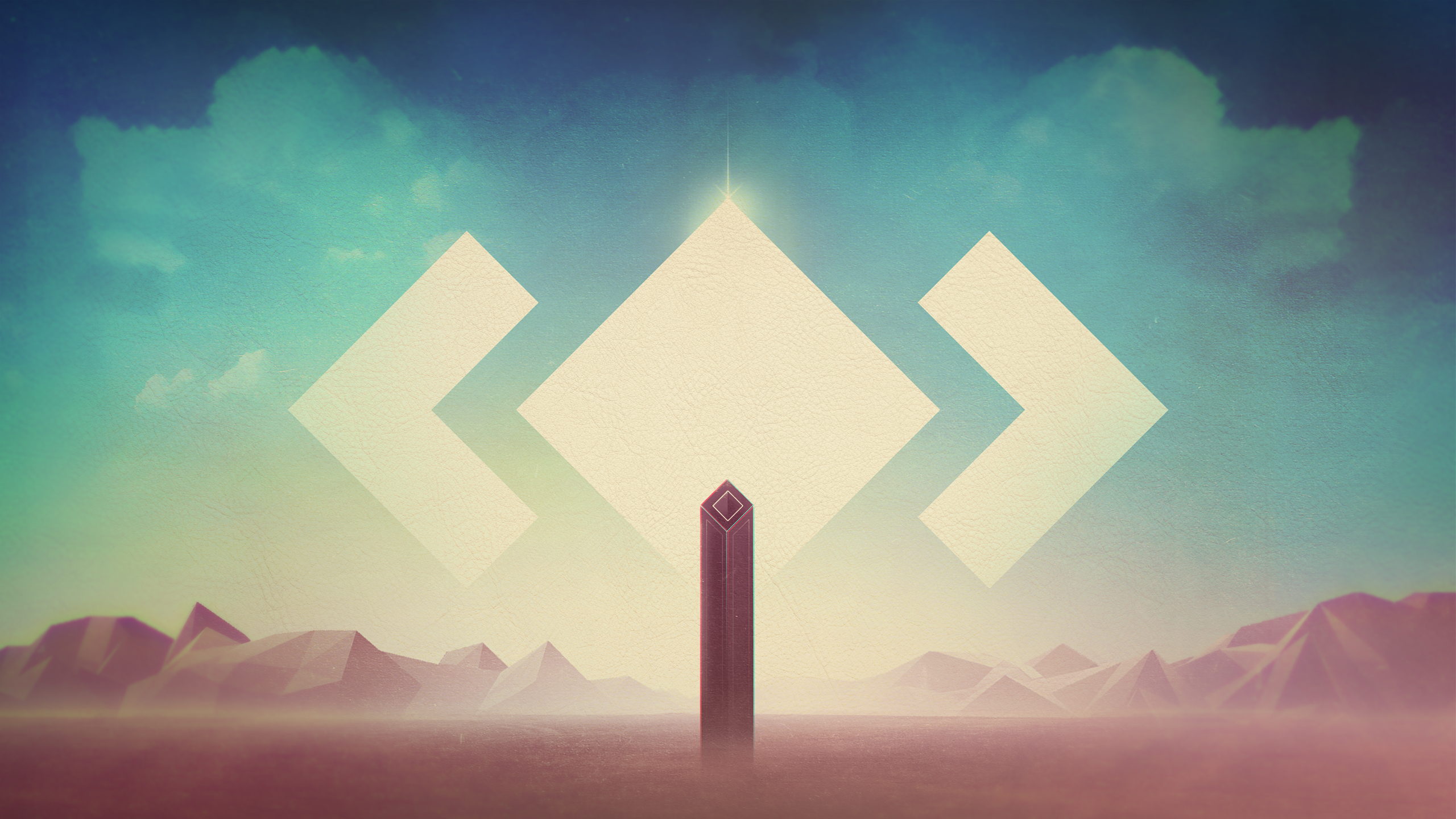 Madeon illustration with geometric shapes and mountains HD Wallpaper