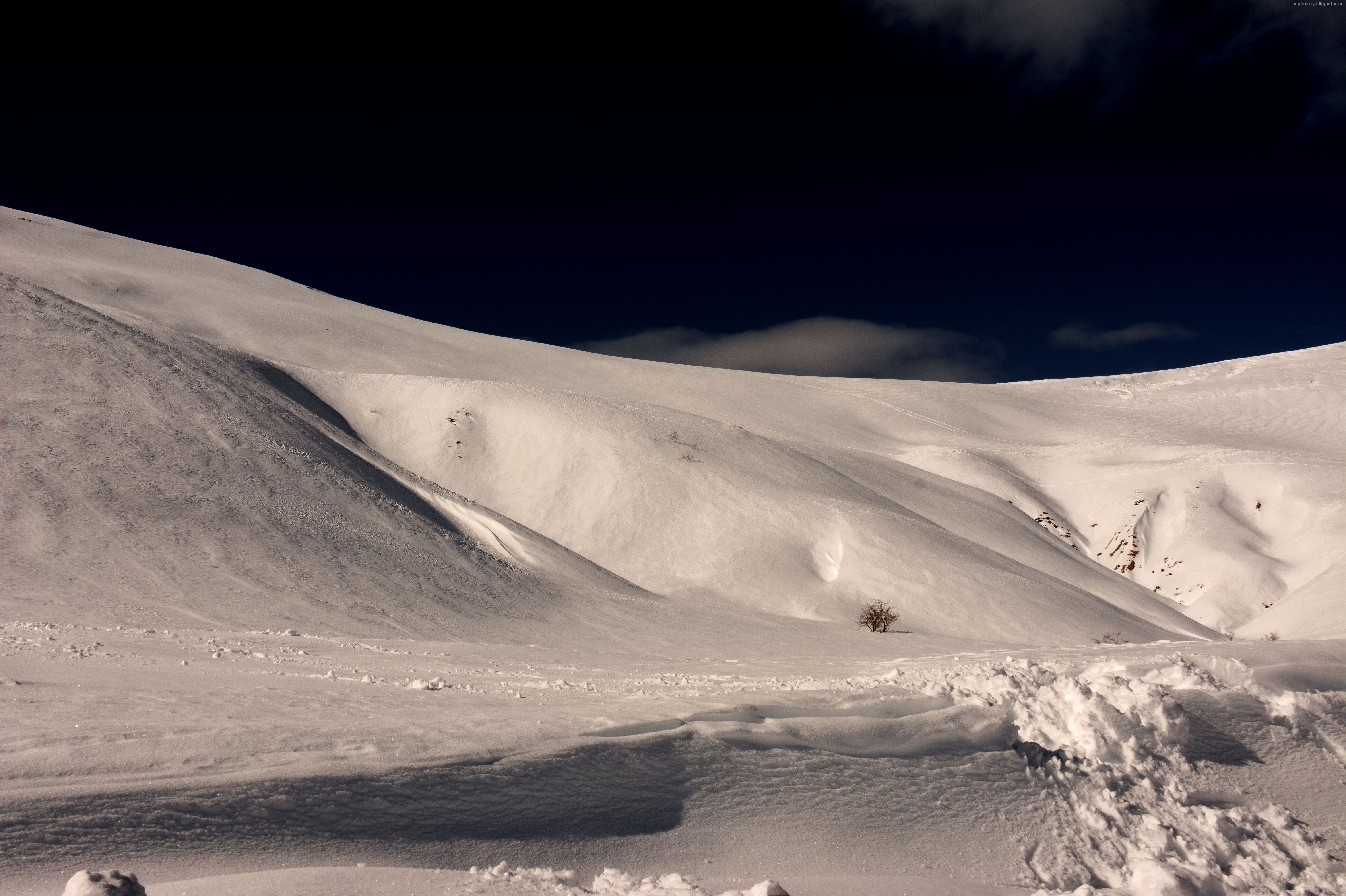 Snowy hills in France at night HD Wallpaper